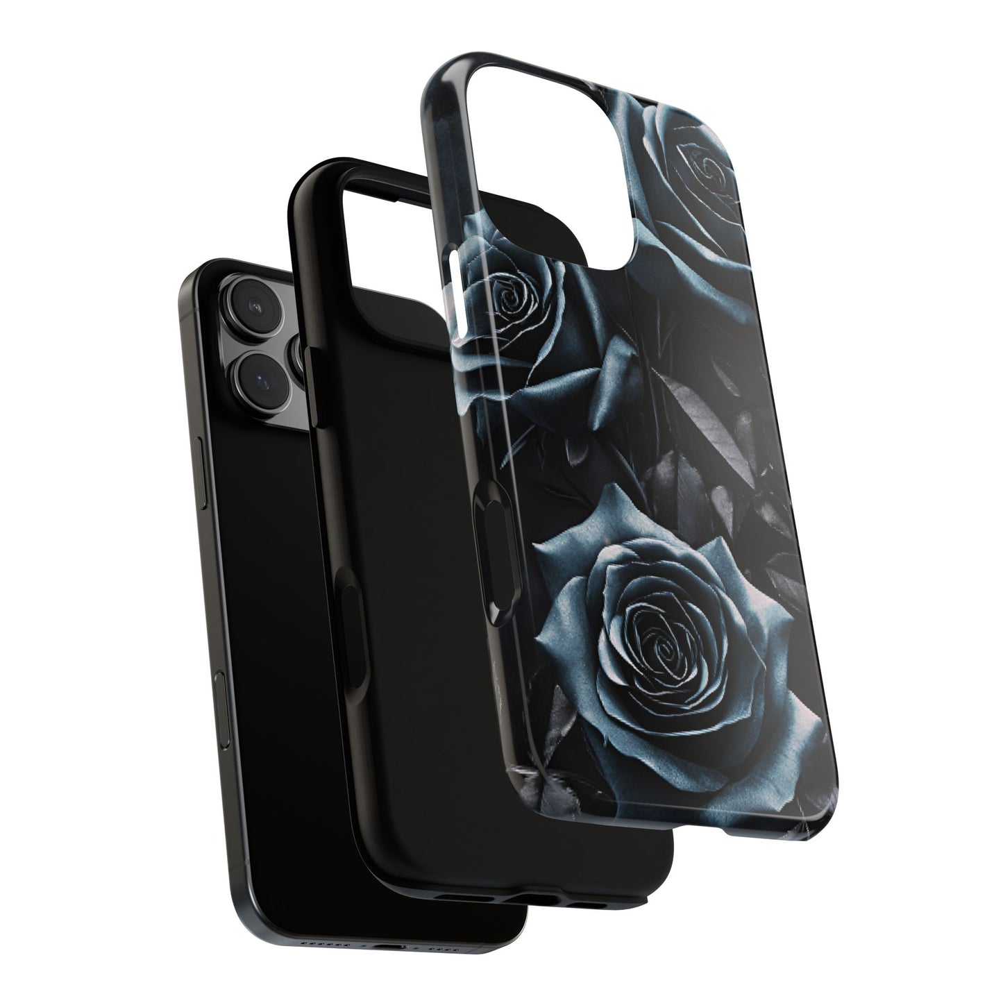 Black and Blue Roses Phone Case - Dark and Moody Gothic Flower Phone Cases - iPhone 16 15 14 13 12 11, Samsung Galaxy & Google Pixel Phone Covers