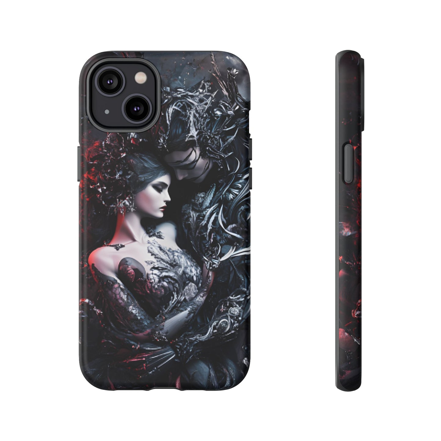 Gothic Couple Phone Case - Victorian Goth Valentine's Day Phone Cases for iPhone 16 15 14 13 12 11, Samsung Galaxy & Google Pixel