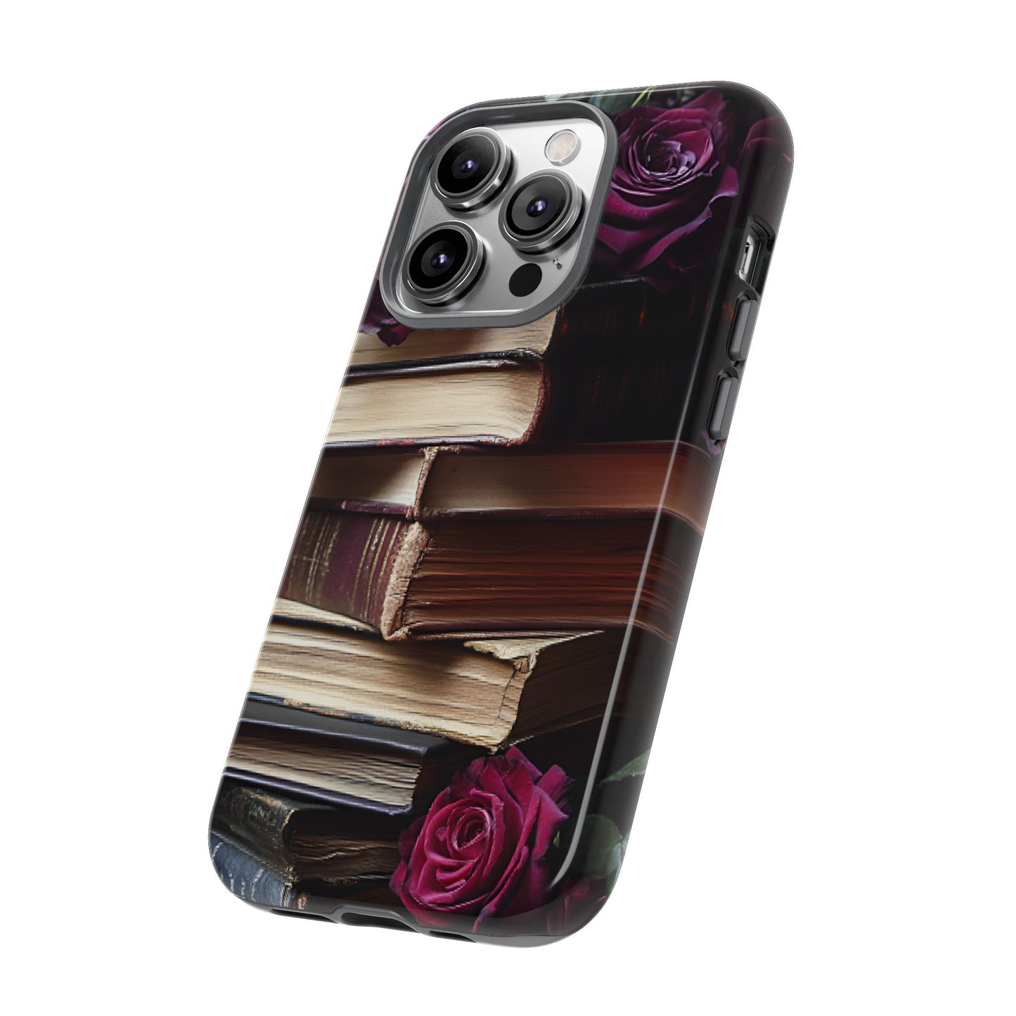 Books and Roses Phone Case - Bookish Dark Academia Phone Cover - iPhone 16 15 14 13 12 11, Samsung Galaxy & Google Pixel Phone Covers