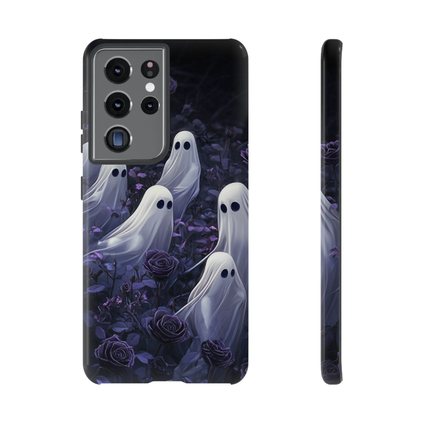 Halloween Phone Case - Ghosts in Purple Rose Garden for iPhone 16 15 14 13 12 11, Samsung Galaxy & Google Pixel Phone Covers