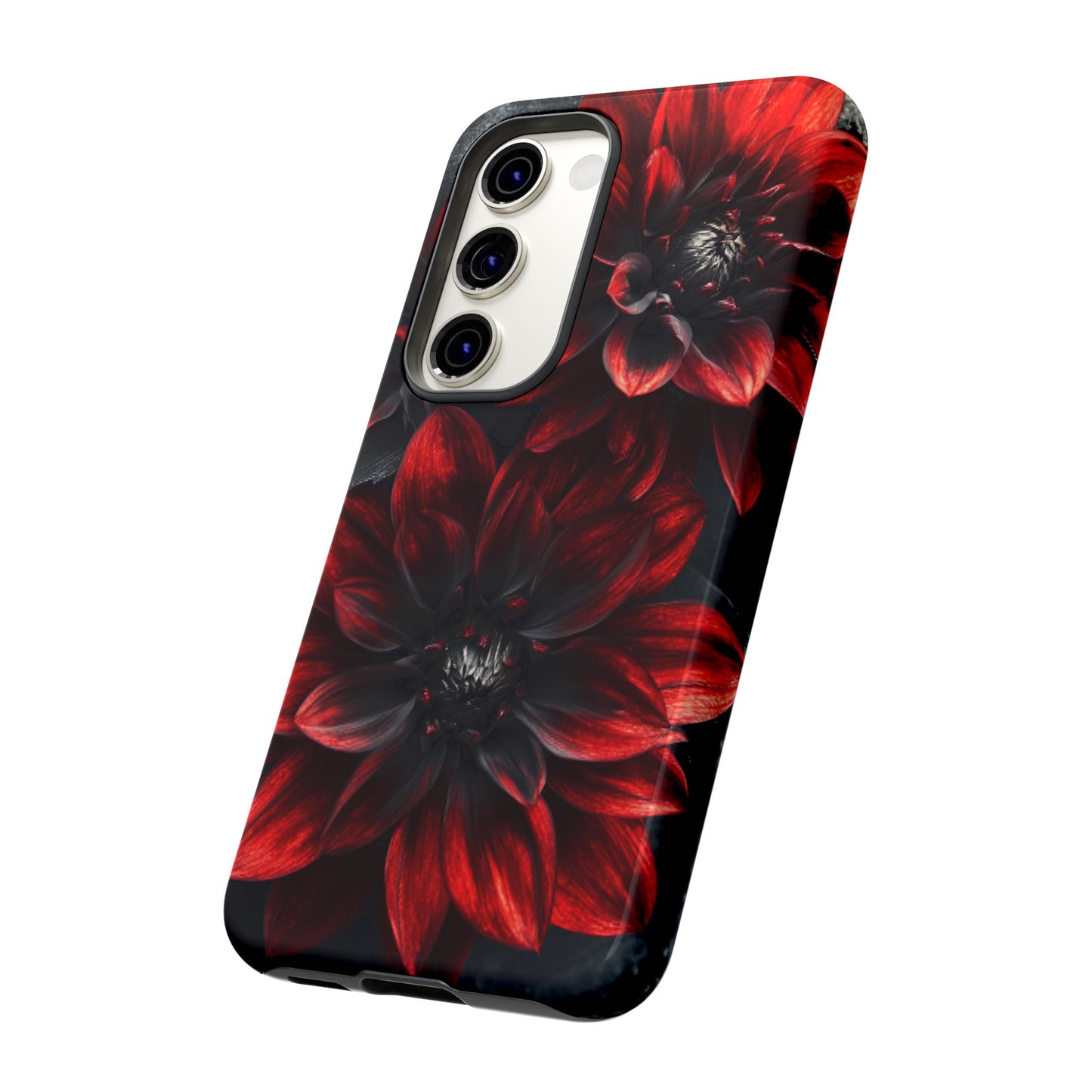 Black and Red Flower Phone Case - Gothic Dark Floral Phone Cases for iPhone 16 15 14 13 12 11, Samsung Galaxy & Google Pixel