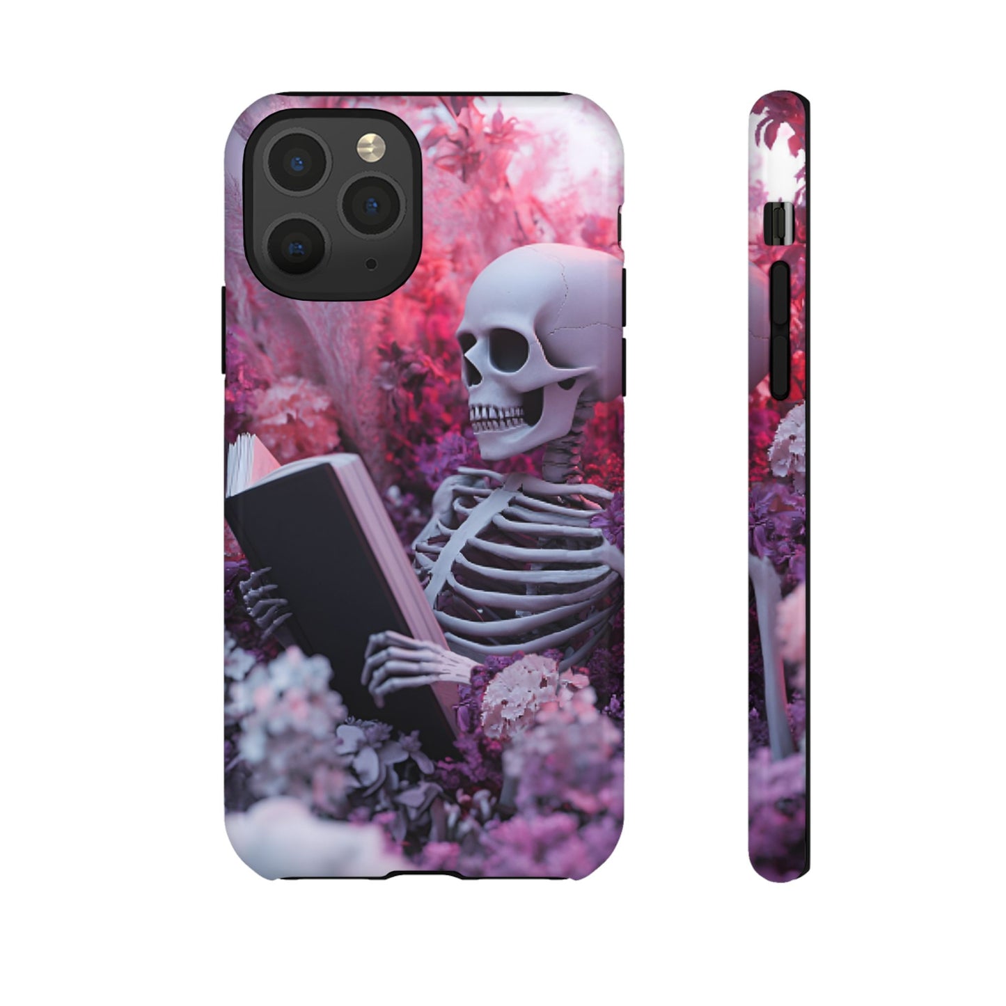 Bookish Skeleton Phone Case - Spooky Floral Halloween Phone Cases for Phone 16 15 14 13 12 11, Samsung Galaxy & Google Pixel