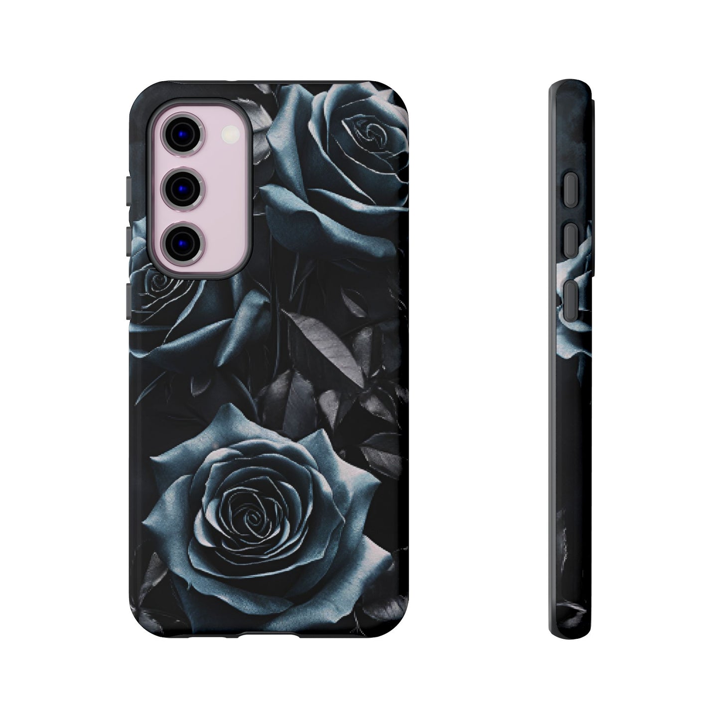 Black and Blue Roses Phone Case - Dark and Moody Gothic Flower Phone Cases - iPhone 16 15 14 13 12 11, Samsung Galaxy & Google Pixel Phone Covers