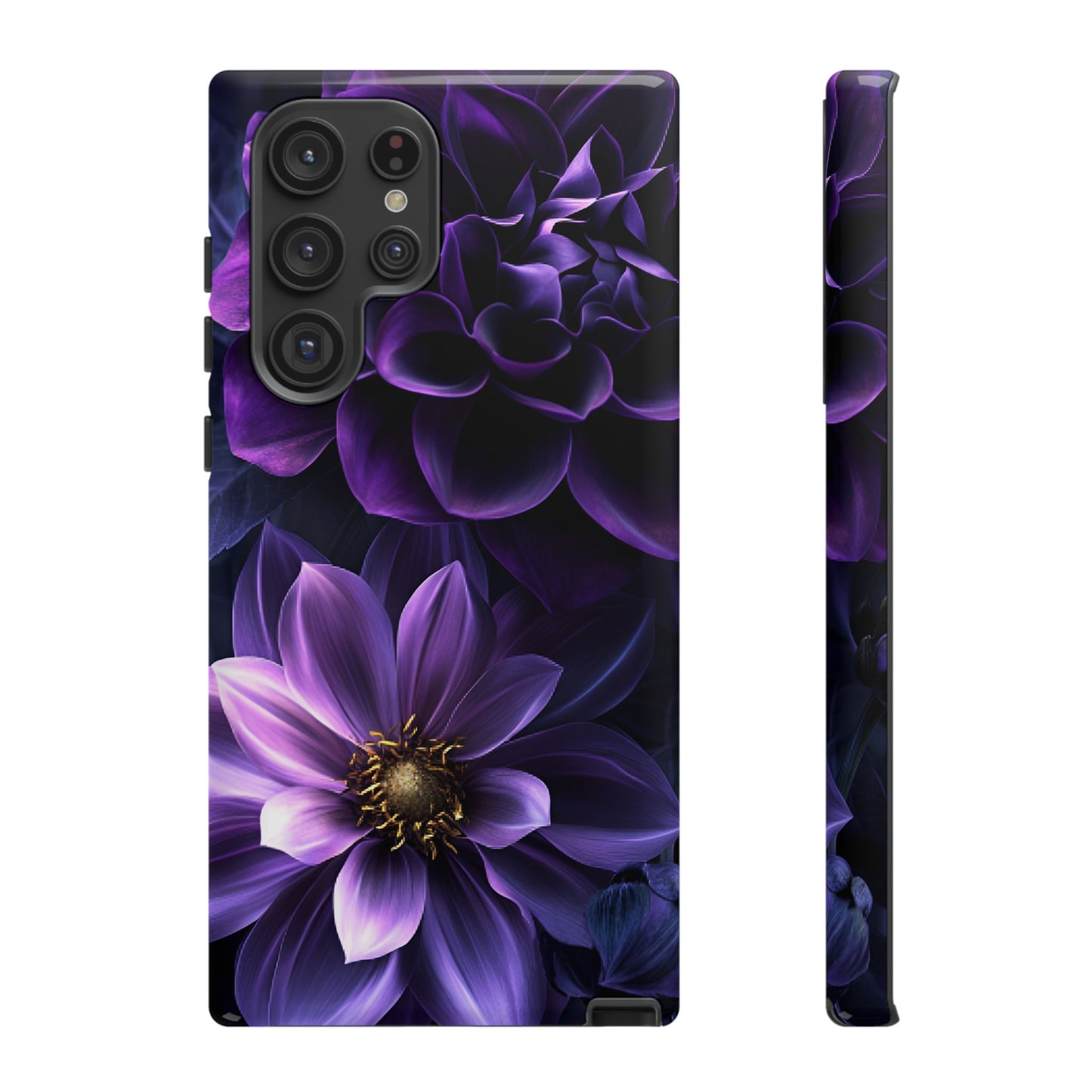 Black and Purple Flowers Phone Case - Dark Gothic Bloom Phone Cases - iPhone 16 15 14 13 12 11, Samsung Galaxy & Google Pixel Phone Covers