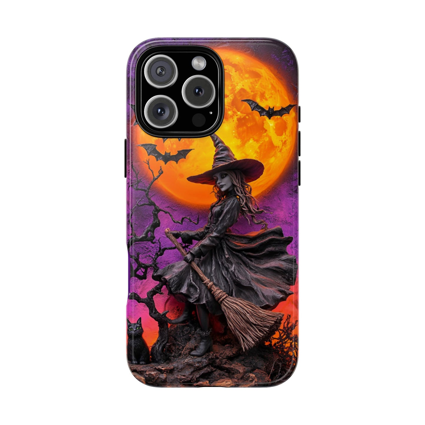 Witch and Bats Phone Case - Witchy Halloween Phone Cases - iPhone 16 15 14 13 12 11, Samsung Galaxy & Google Pixel Phone Covers - Boo and Bewear