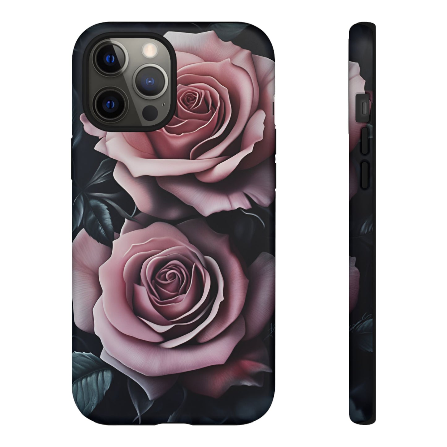 Pastel Goth Roses Phone Case - Gothic Black and Pink Flowers Phone Cases for iPhone 16 15 14 13 12 11, Samsung Galaxy & Google Pixel