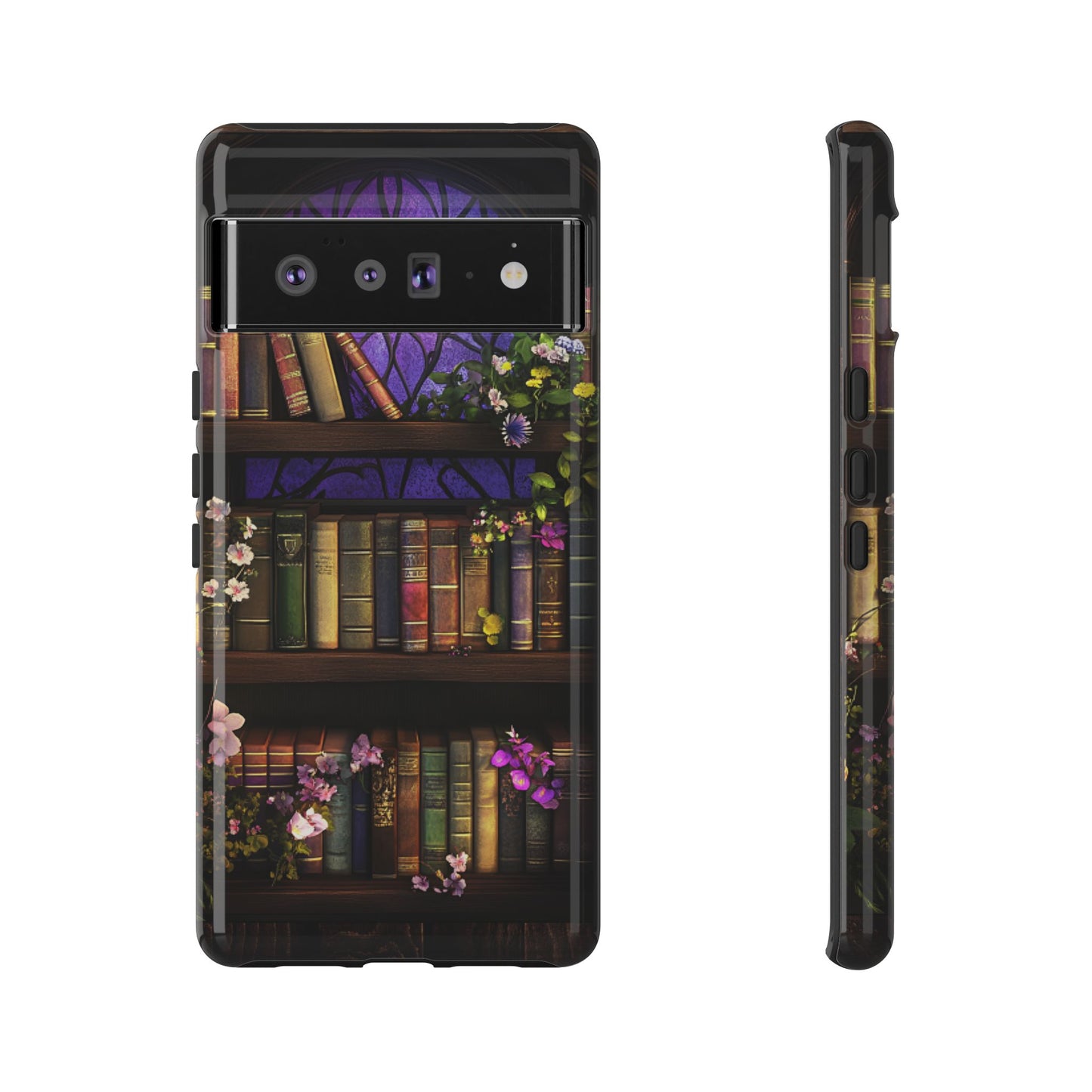 Bookshelf Phone Case - Dark Academia Stained Glass Phone Cases - iPhone 16 15 14 13 12 11, Samsung Galaxy & Google Pixel Phone Covers