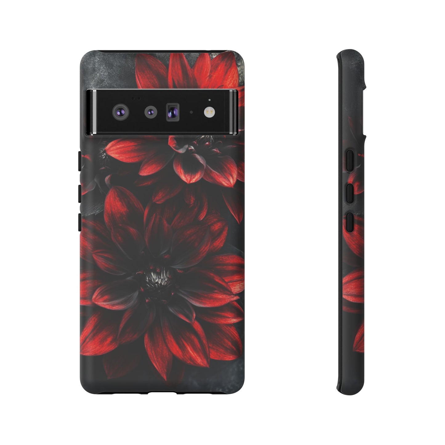 Black and Red Flower Phone Case - Gothic Dark Floral Phone Cases for iPhone 16 15 14 13 12 11, Samsung Galaxy & Google Pixel