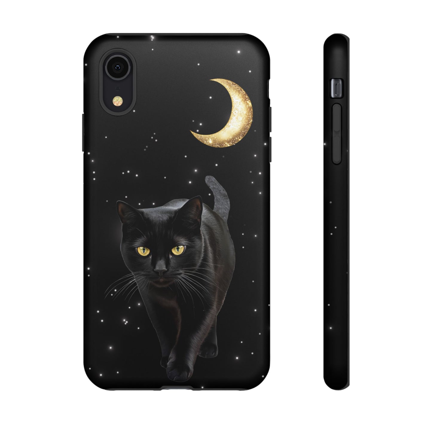 Black Cat and Moon Phone Case - Celestial Cat Lover Phone Cases - iPhone 16 15 14 13 12 11, Samsung Galaxy & Google Pixel Phone Covers - Boo and Bewear