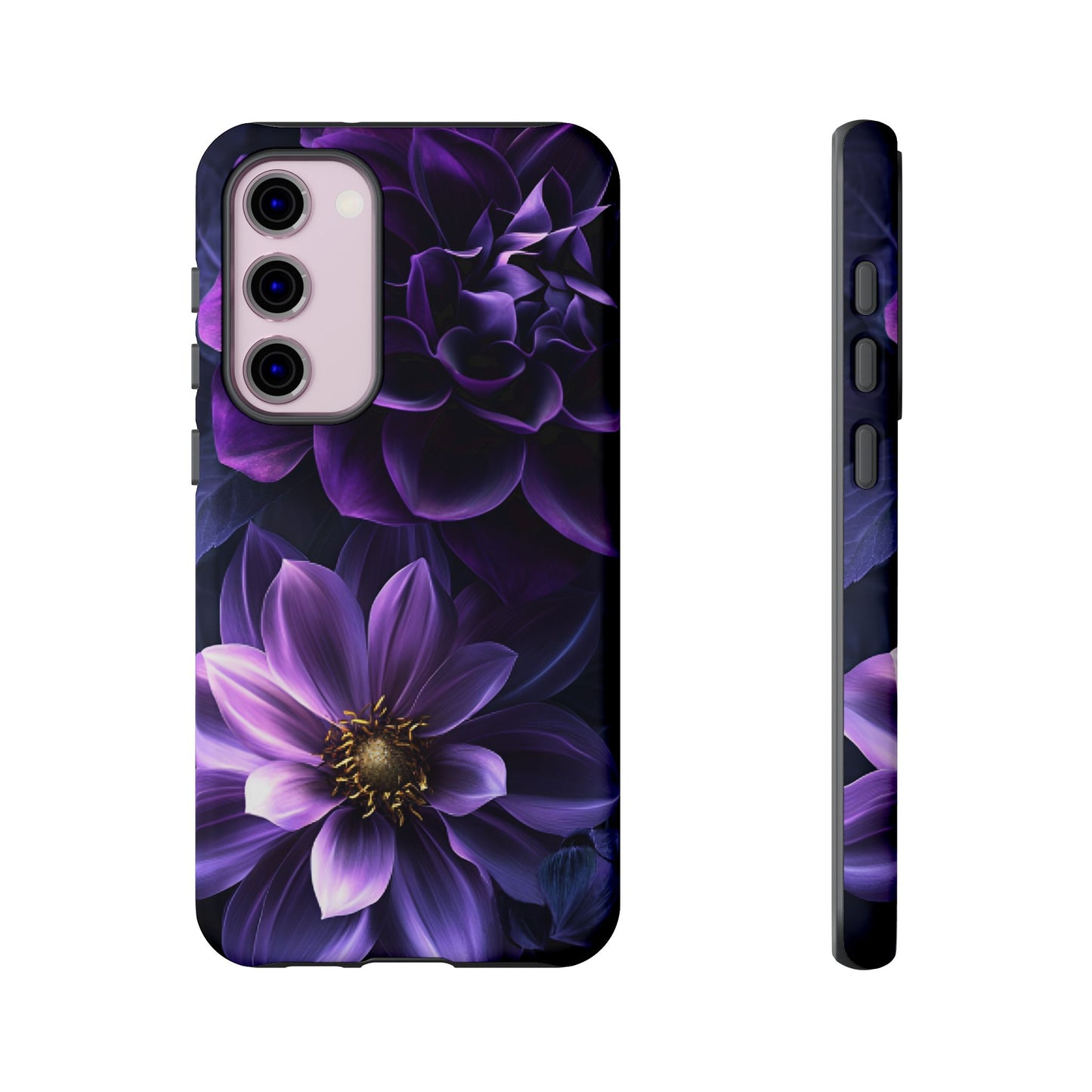 Black and Purple Flowers Phone Case - Dark Gothic Bloom Phone Cases - iPhone 16 15 14 13 12 11, Samsung Galaxy & Google Pixel Phone Covers