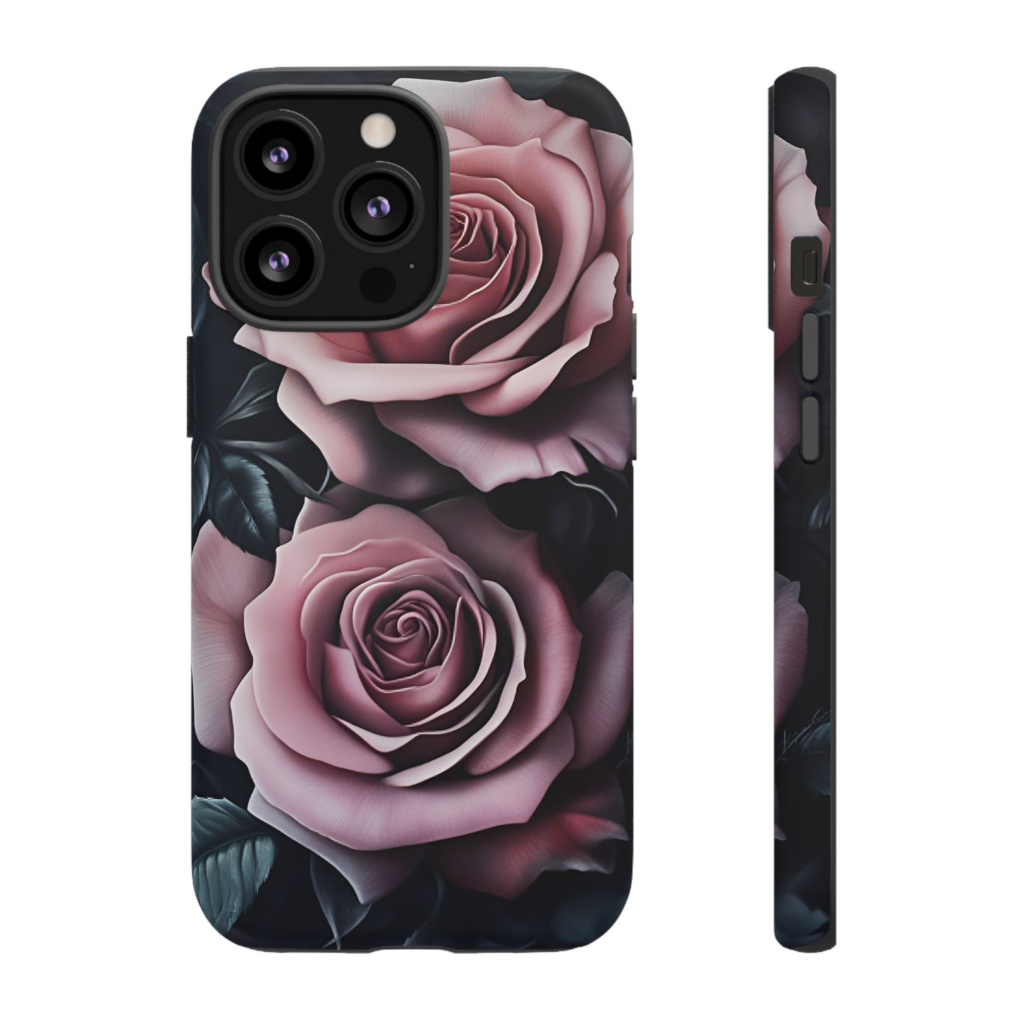 Pastel Goth Roses Phone Case - Gothic Black and Pink Flowers Phone Cases for iPhone 16 15 14 13 12 11, Samsung Galaxy & Google Pixel