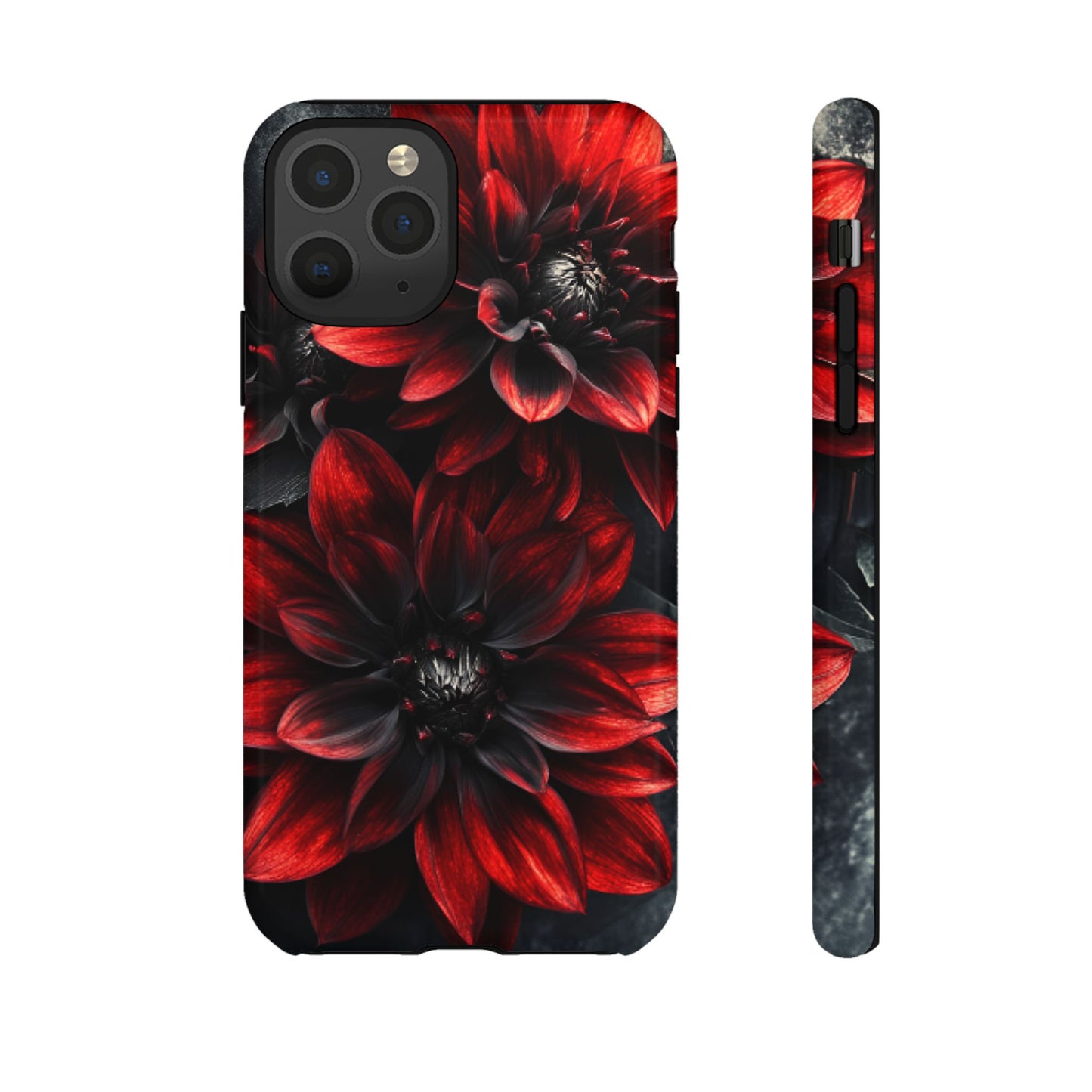 Black and Red Flower Phone Case - Gothic Dark Floral Phone Cases - iPhone 16 15 14 13 12 11, Samsung Galaxy & Google Pixel Phone Covers