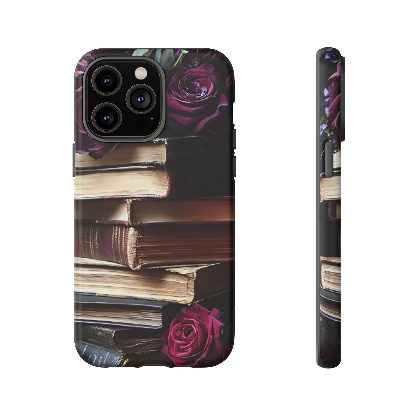 Books and Roses Phone Case - Bookish Dark Academia Phone Cover for iPhone 16 15 14 13 12 11, Samsung Galaxy & Google Pixel