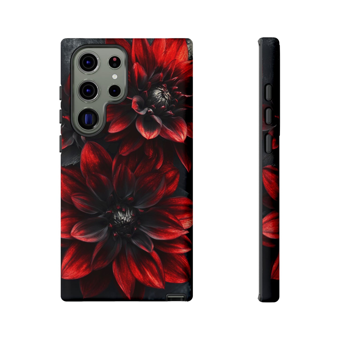 Black and Red Flower Phone Case - Gothic Dark Floral Phone Cases for iPhone 16 15 14 13 12 11, Samsung Galaxy & Google Pixel