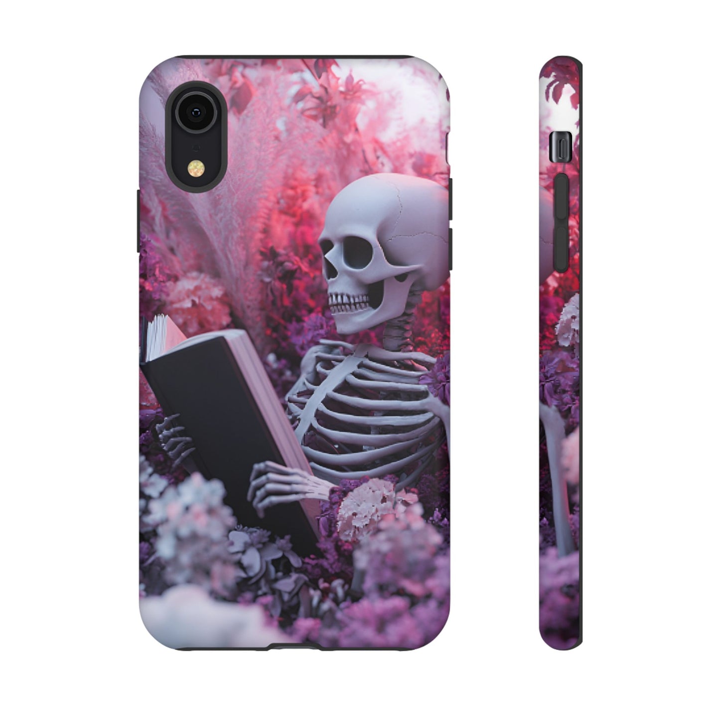 Bookish Skeleton Phone Case - Spooky Floral Halloween Phone Cases - Phone 16 15 14 13 12 11, Samsung Galaxy & Google Pixel Phone Covers - Boo and Bewear