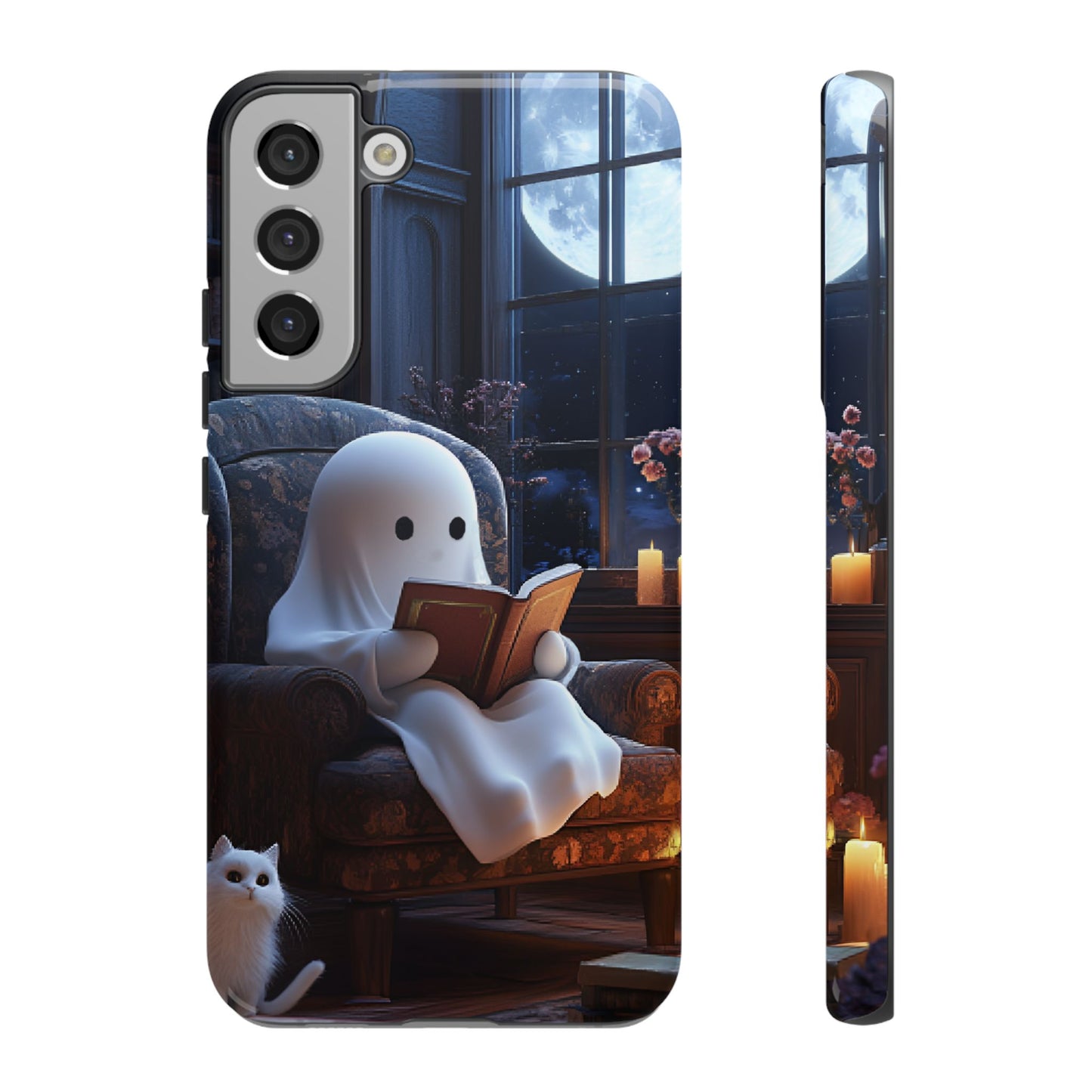 Ghost Reading Book Phone Case - Bookish Halloween Phone Cases - iPhone 16 15 14 13 12 11, Samsung Galaxy & Google Pixel Phone Covers