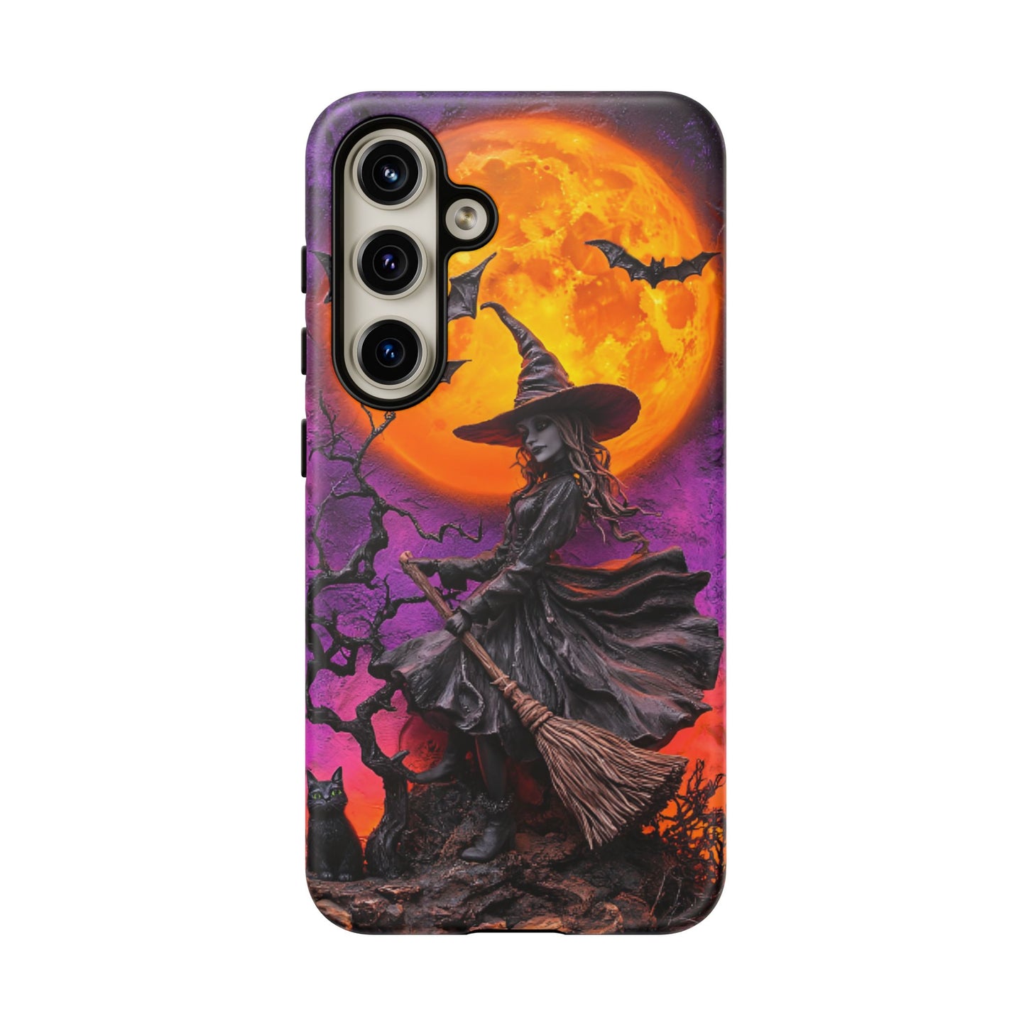 Witch and Bats Phone Case - Witchy Halloween Phone Cases for iPhone 16 15 14 13 12 11, Samsung Galaxy & Google Pixel