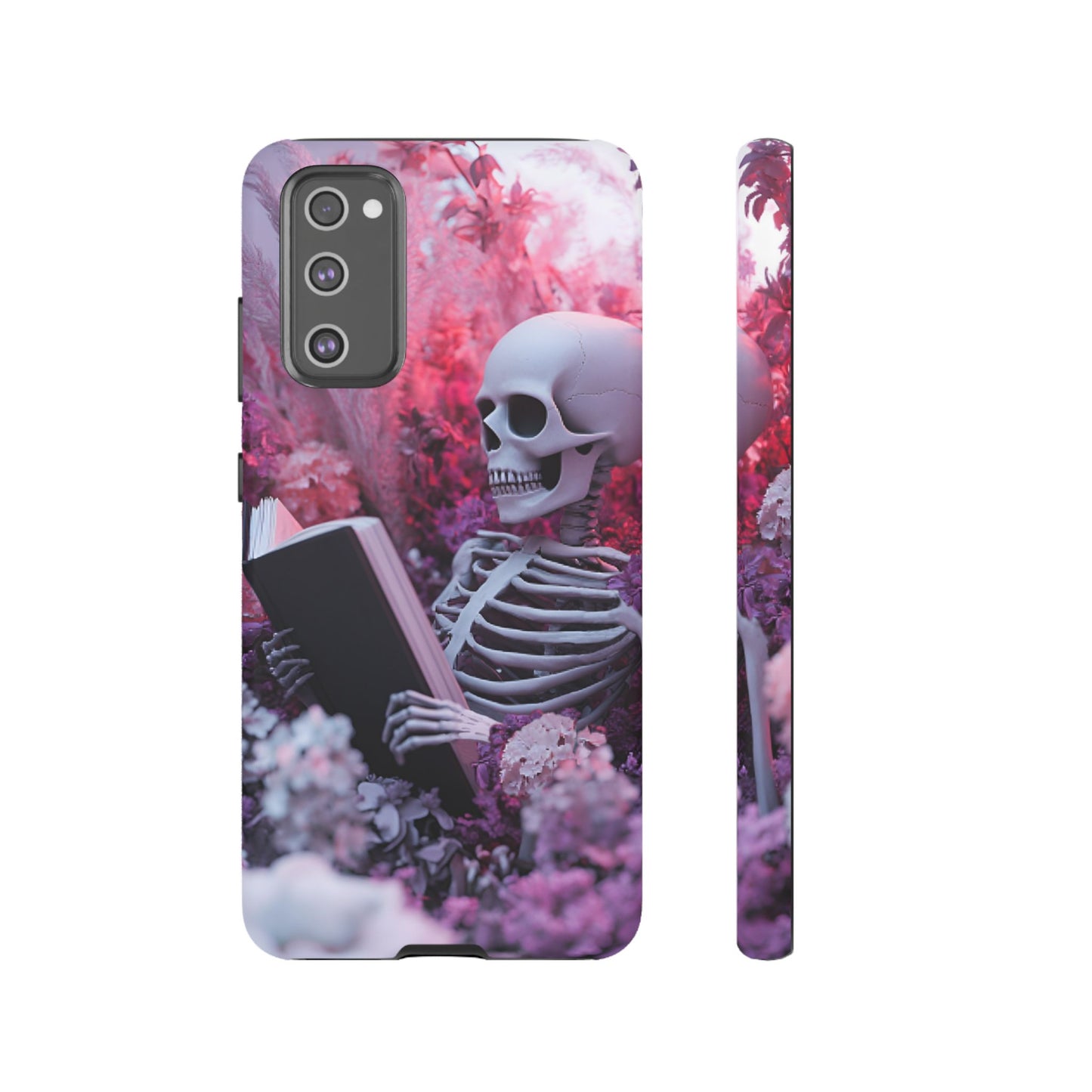 Bookish Skeleton Phone Case - Spooky Floral Halloween Phone Cases - Phone 16 15 14 13 12 11, Samsung Galaxy & Google Pixel Phone Covers