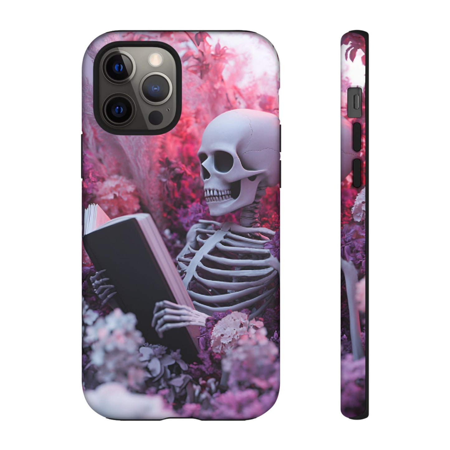 Bookish Skeleton Phone Case - Spooky Floral Halloween Phone Cases for Phone 16 15 14 13 12 11, Samsung Galaxy & Google Pixel