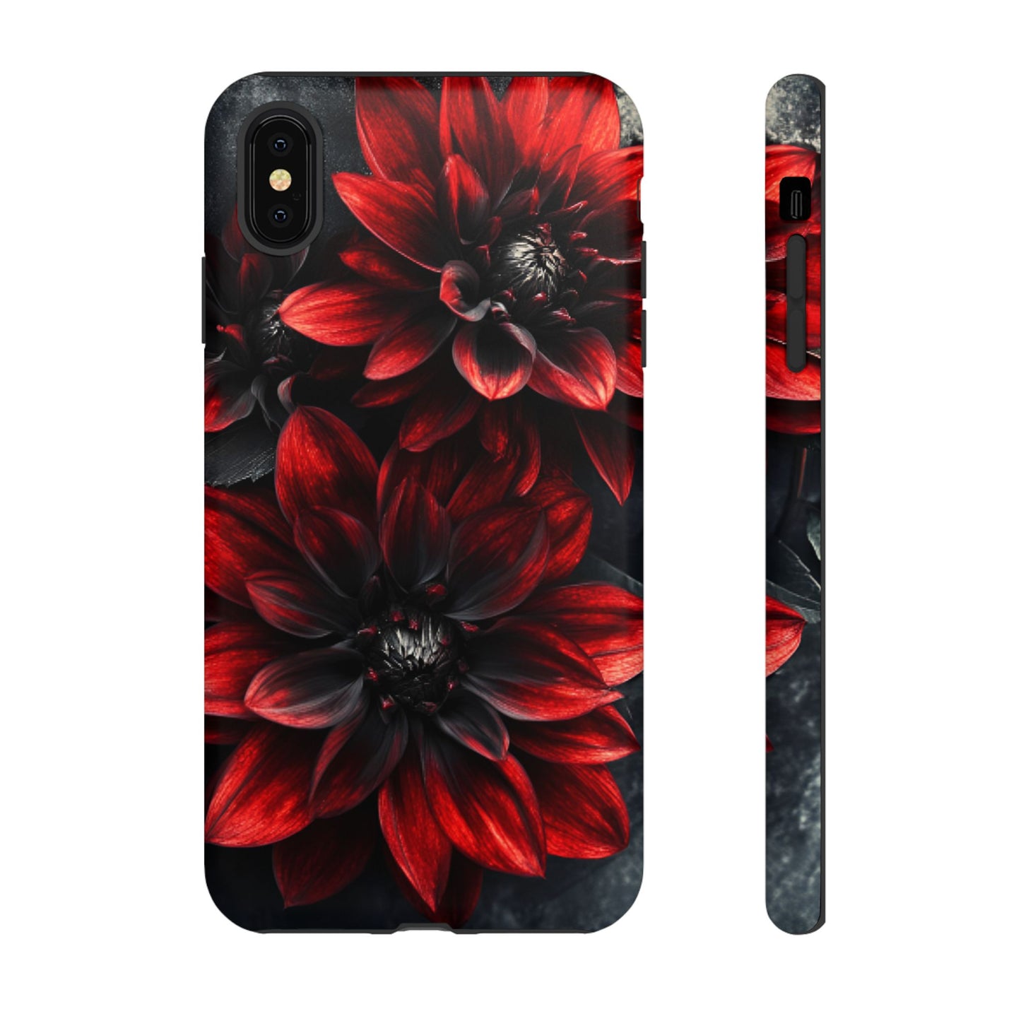 Black and Red Flower Phone Case - Gothic Dark Floral Phone Cases - iPhone 16 15 14 13 12 11, Samsung Galaxy & Google Pixel Phone Covers