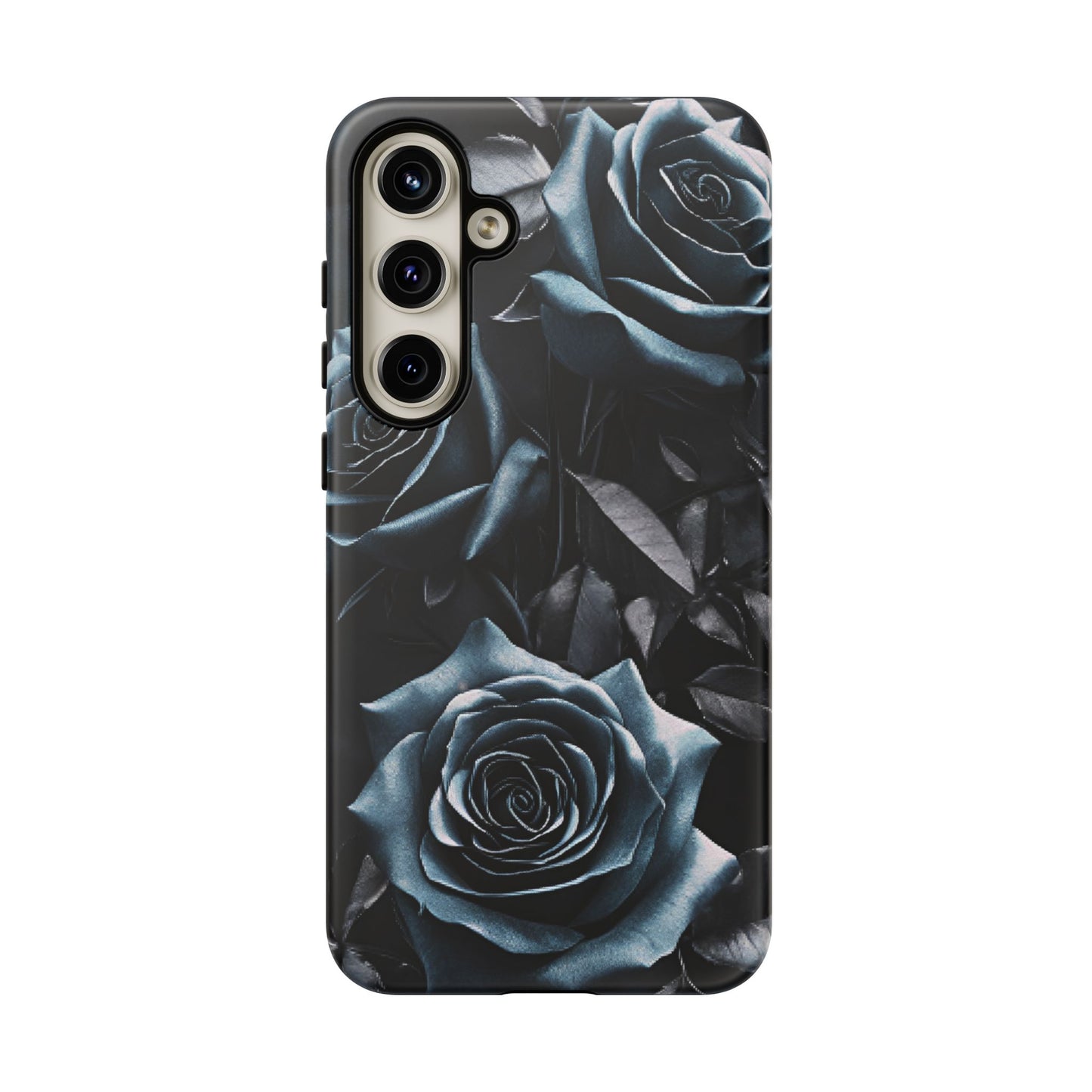 Black and Blue Roses Phone Case - Dark and Moody Gothic Flower Phone Cases - iPhone 16 15 14 13 12 11, Samsung Galaxy & Google Pixel Phone Covers