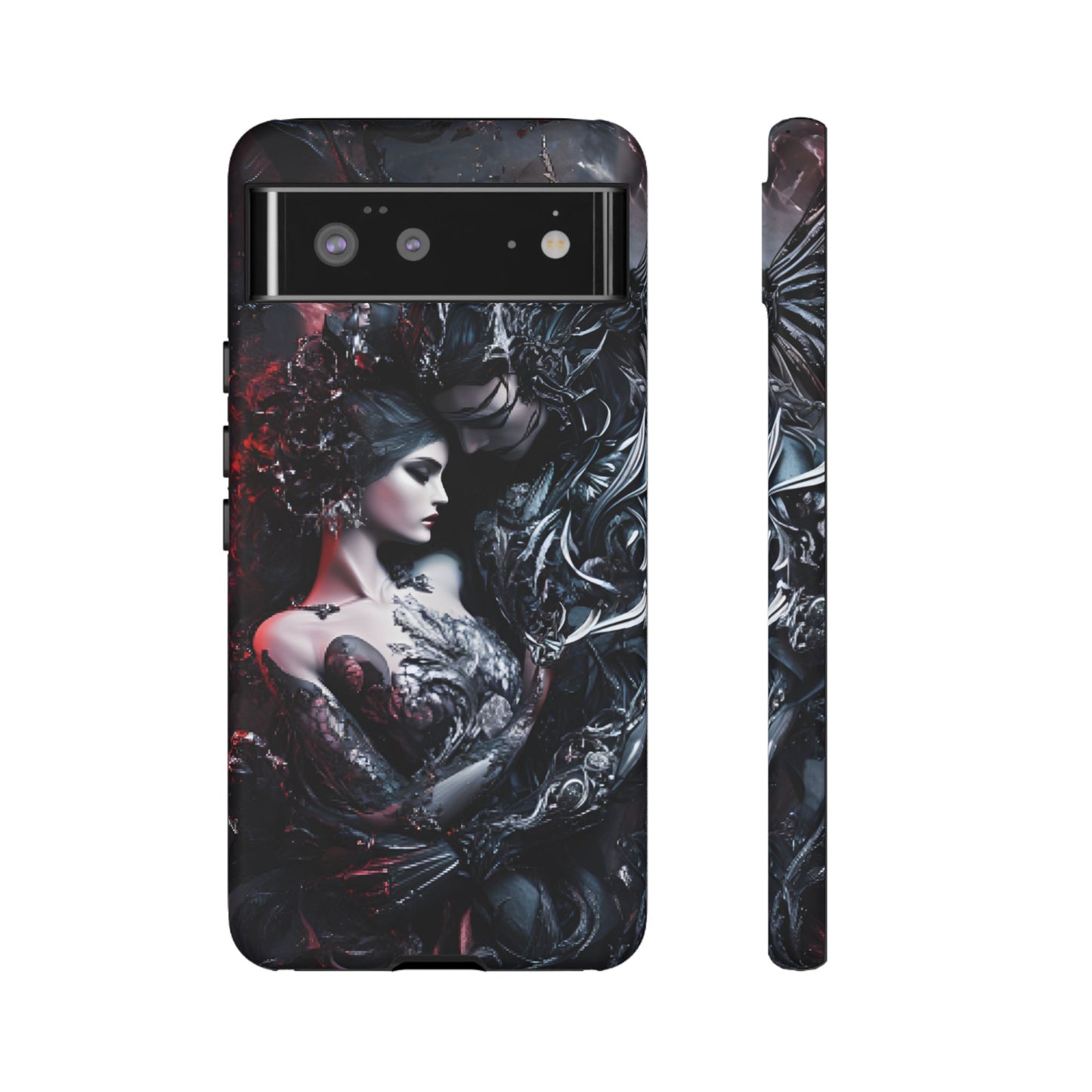 Gothic Couple Phone Case - Victorian Goth Valentine's Day Phone Cases for iPhone 16 15 14 13 12 11, Samsung Galaxy & Google Pixel