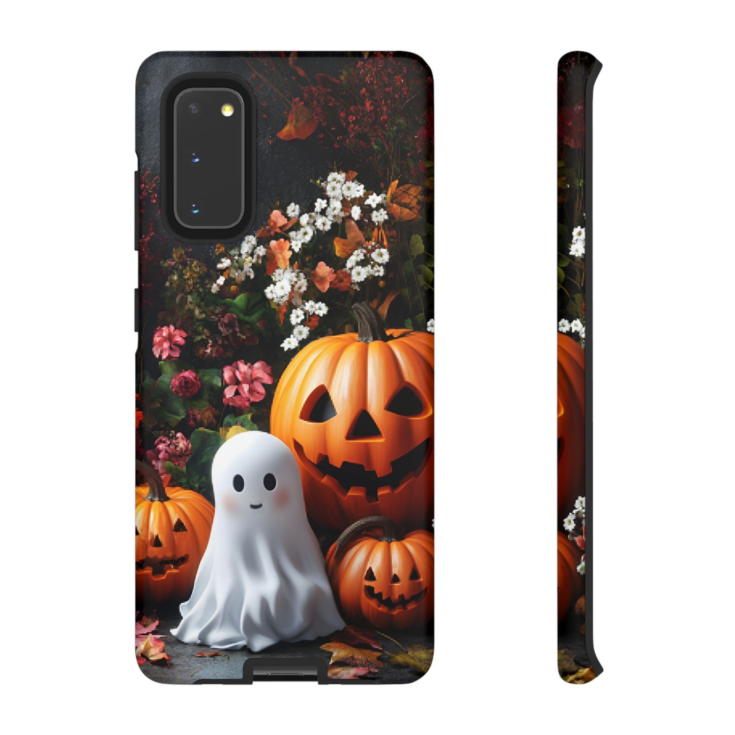 Halloween Phone Case with Cute Ghost and Pumpkins for iPhone 16 15 14 13 12 11, Samsung Galaxy & Google Pixel