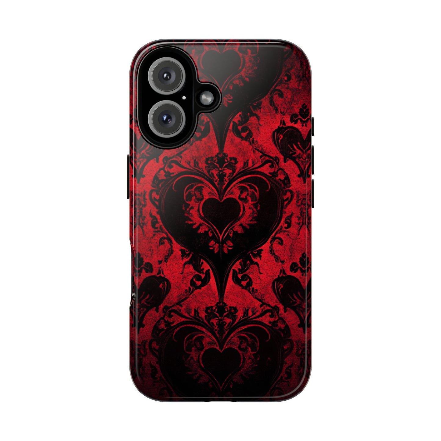 Gothic Dark Romance Phone Case - Black Hearts Phone Cover for iPhone 16 15 14 13 12 11, Samsung Galaxy & Google Pixel