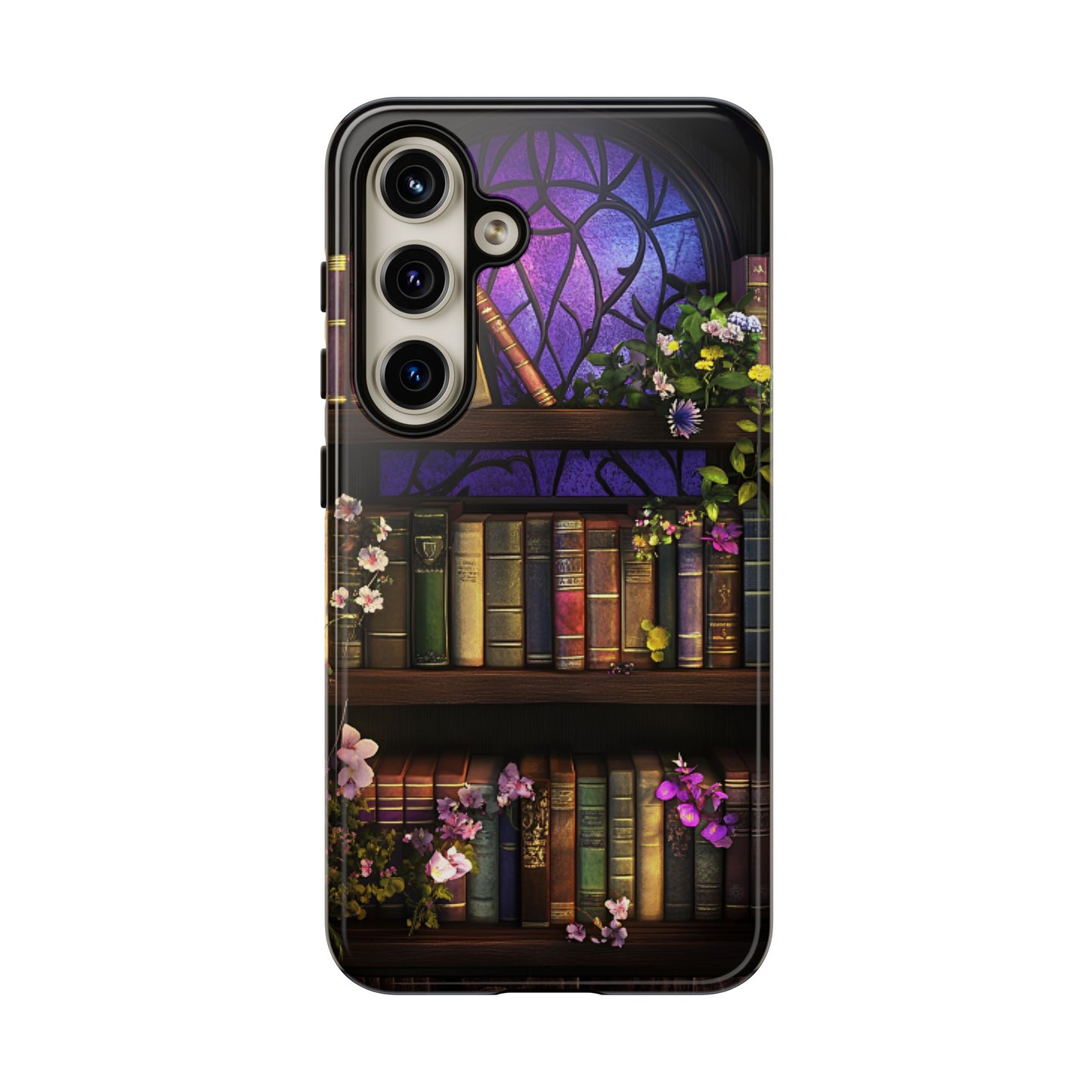 Bookshelf Phone Case - Dark Academia Stained Glass Phone Cases - iPhone 16 15 14 13 12 11, Samsung Galaxy & Google Pixel Phone Covers