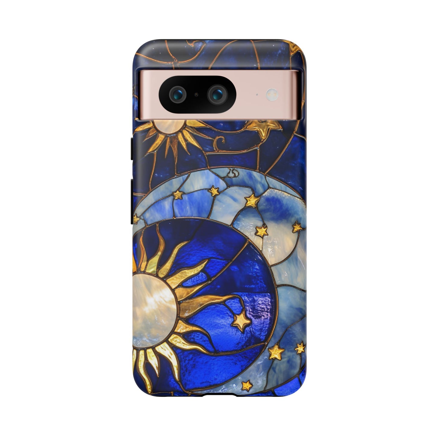 Moon and Sun Stained Glass Phone Case for iPhone 16 15 14 13 12 11, Samsung Galaxy & Google Pixel