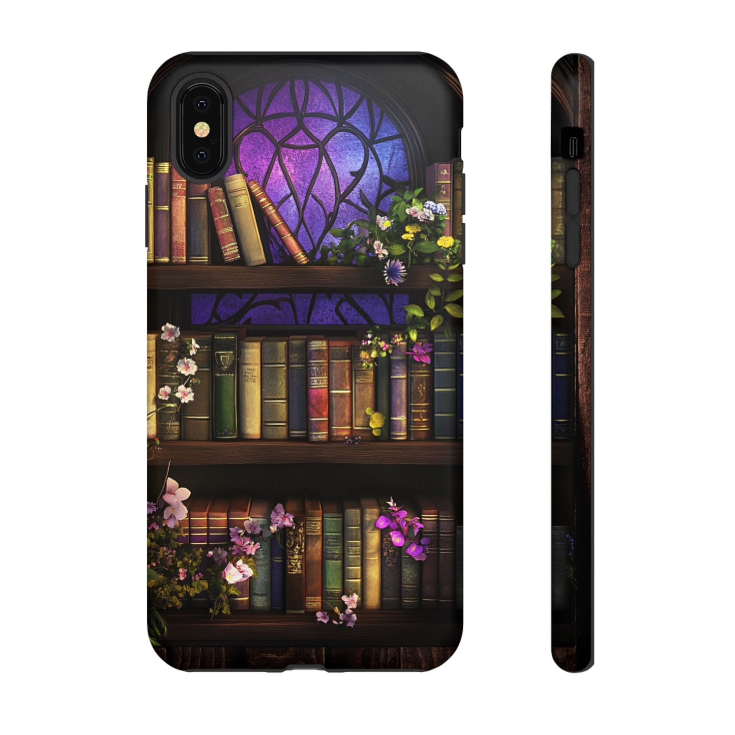 Bookshelf Phone Case - Dark Academia Stained Glass Phone Cases for iPhone 16 15 14 13 12 11, Samsung Galaxy & Google Pixel