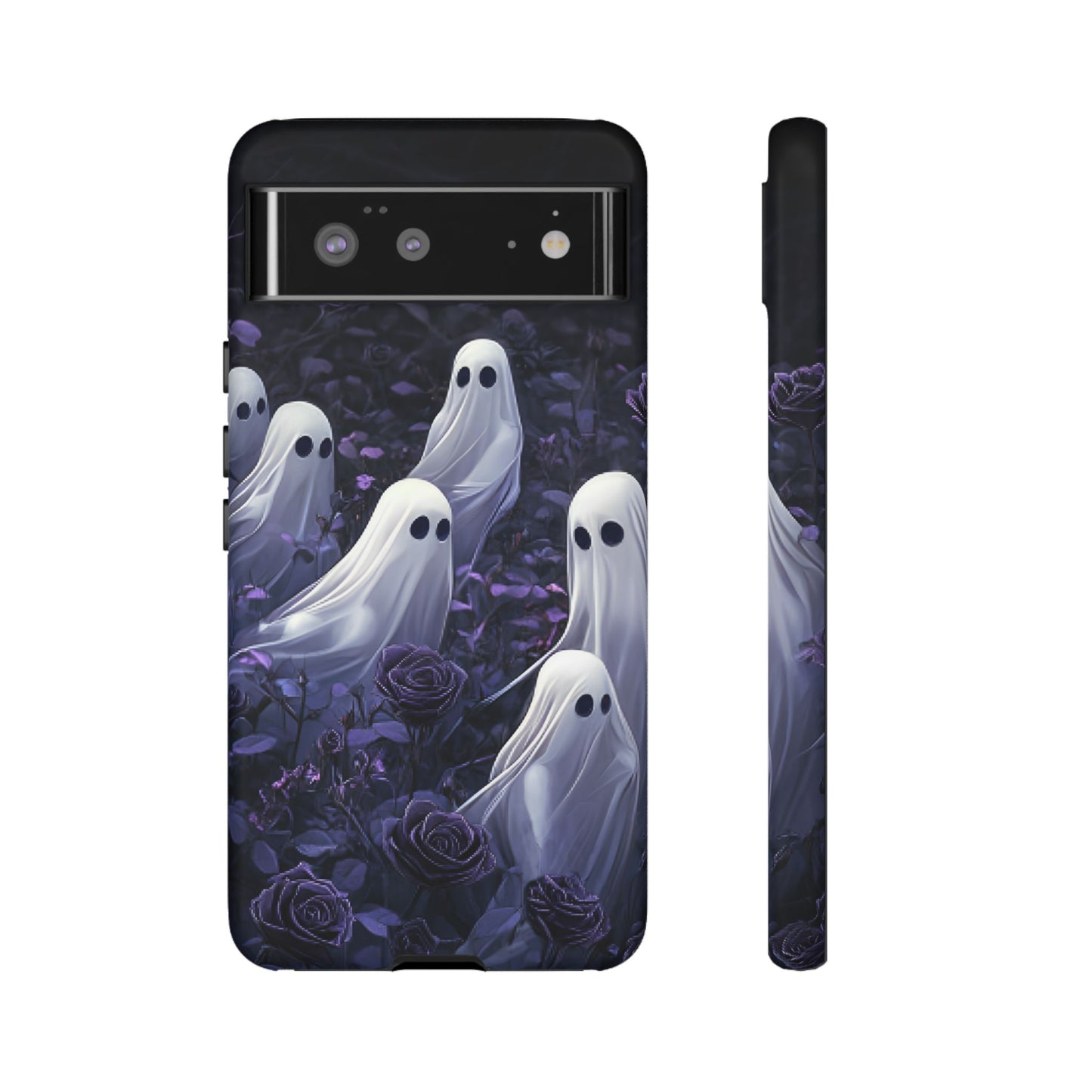 Halloween Phone Case - Ghosts in Purple Rose Garden for iPhone 16 15 14 13 12 11, Samsung Galaxy & Google Pixel Phone Covers