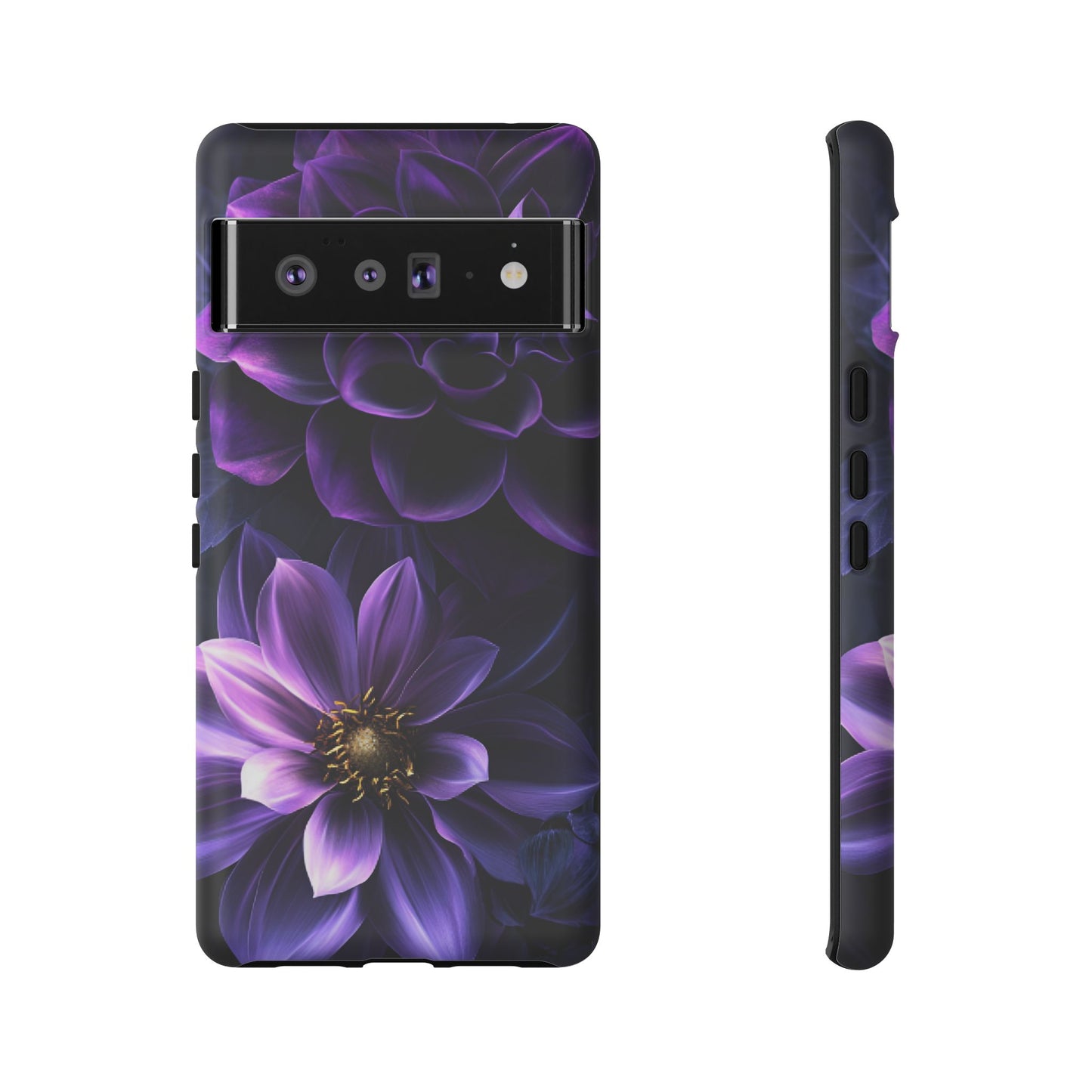 Black and Purple Flowers Phone Case - Dark Gothic Bloom Phone Cases - iPhone 16 15 14 13 12 11, Samsung Galaxy & Google Pixel Phone Covers