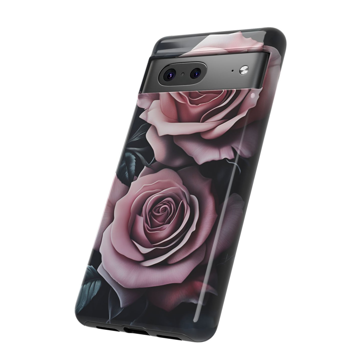 Pastel Goth Roses Phone Case - Gothic Black and Pink Flowers Phone Cases - iPhone 16 15 14 13 12 11, Samsung Galaxy & Google Pixel Phone Covers