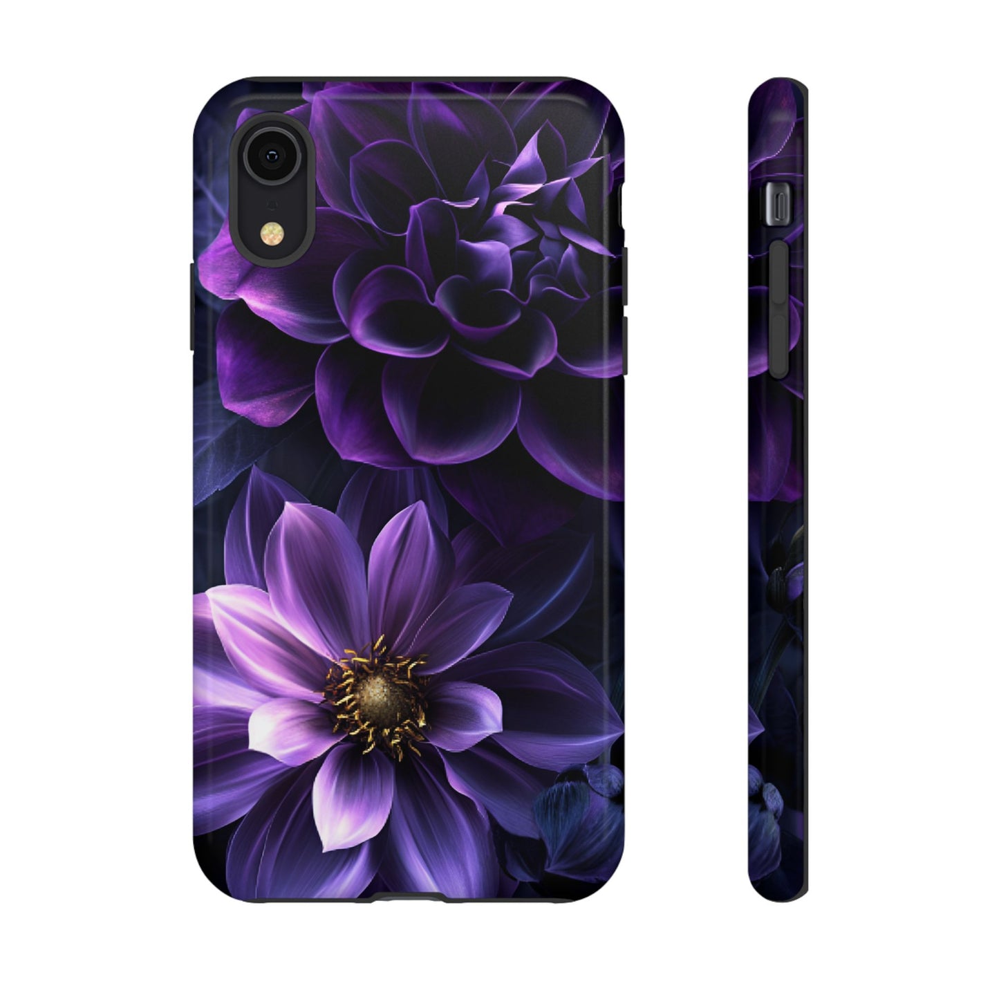 Black and Purple Flowers Phone Case - Dark Gothic Bloom Phone Cases - iPhone 16 15 14 13 12 11, Samsung Galaxy & Google Pixel Phone Covers - Boo and Bewear