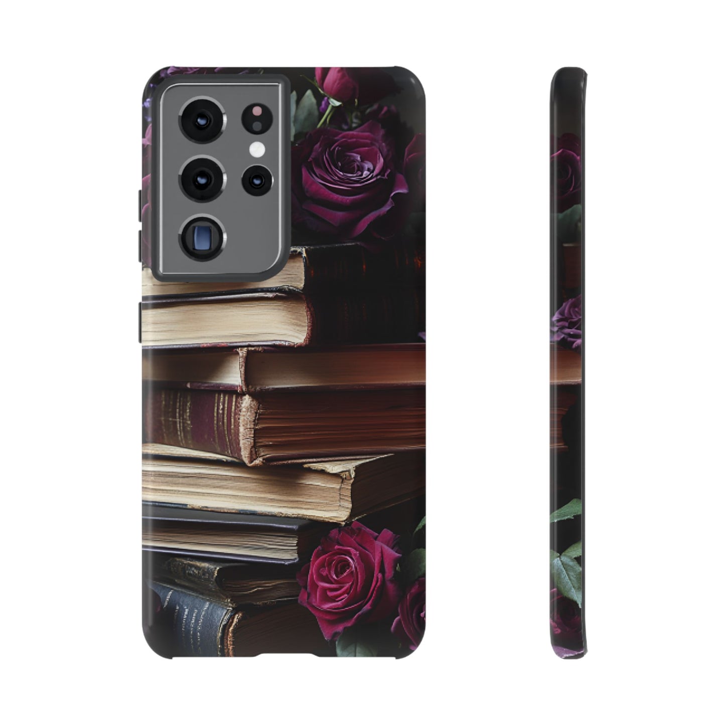 Books and Roses Phone Case - Bookish Dark Academia Phone Cover for iPhone 16 15 14 13 12 11, Samsung Galaxy & Google Pixel