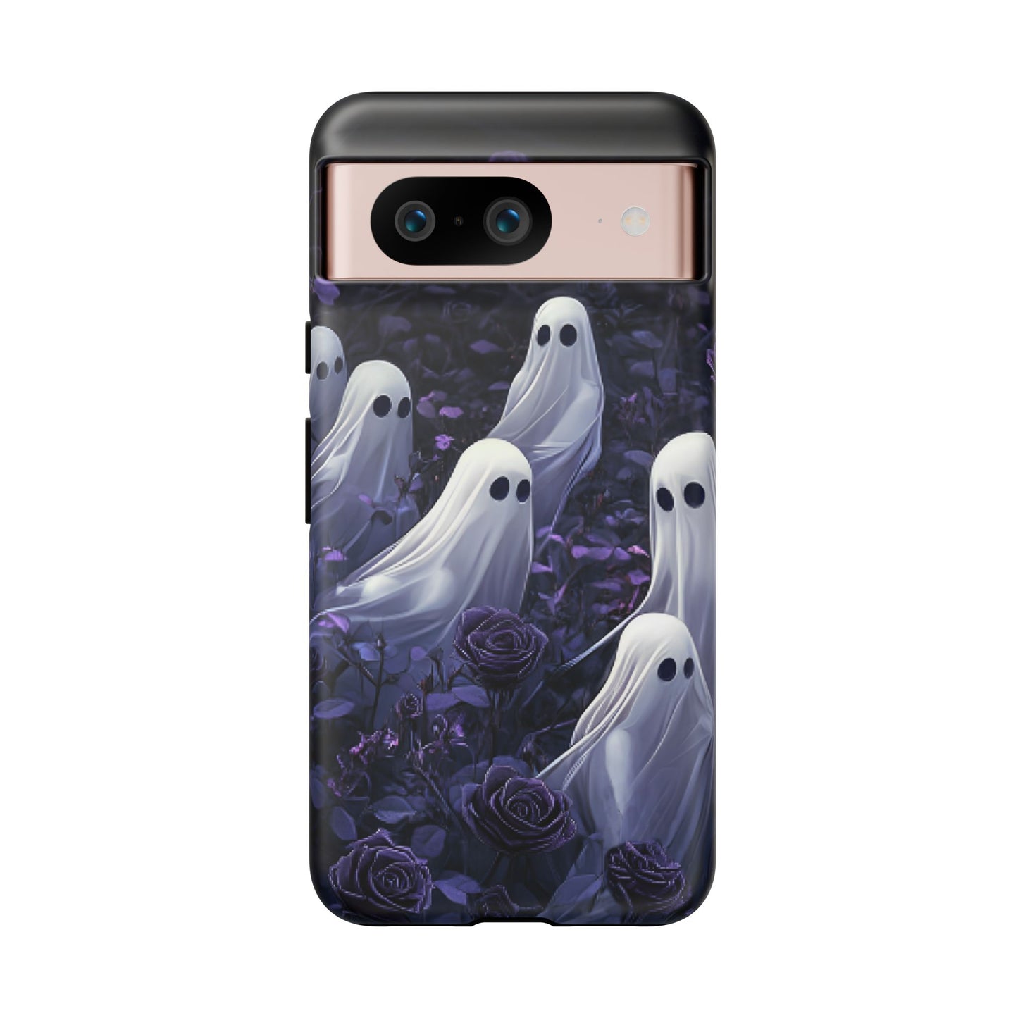 Halloween Phone Case - Ghosts in Purple Rose Garden - iPhone 16 15 14 13 12 11, Samsung Galaxy & Google Pixel Phone Covers