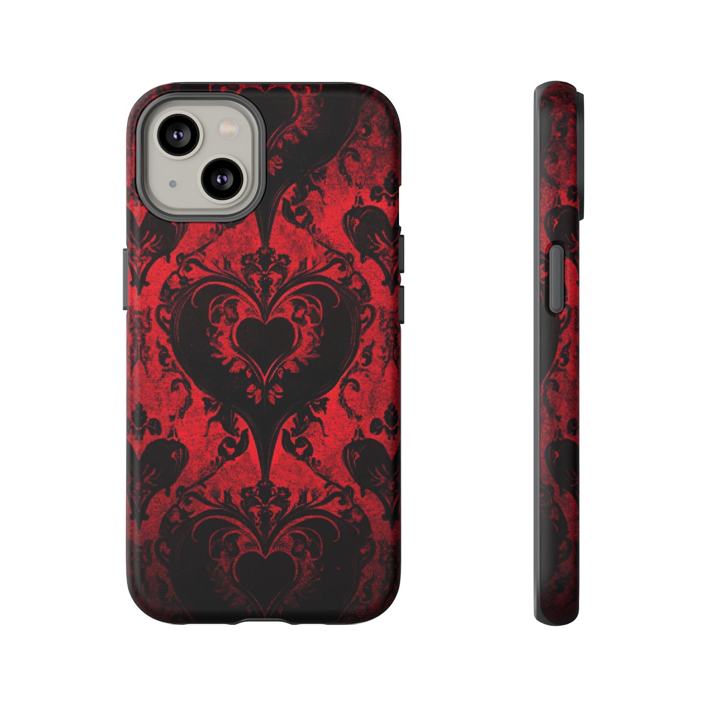 Gothic Dark Romance Phone Case - Black Hearts Phone Cover for iPhone 16 15 14 13 12 11, Samsung Galaxy & Google Pixel