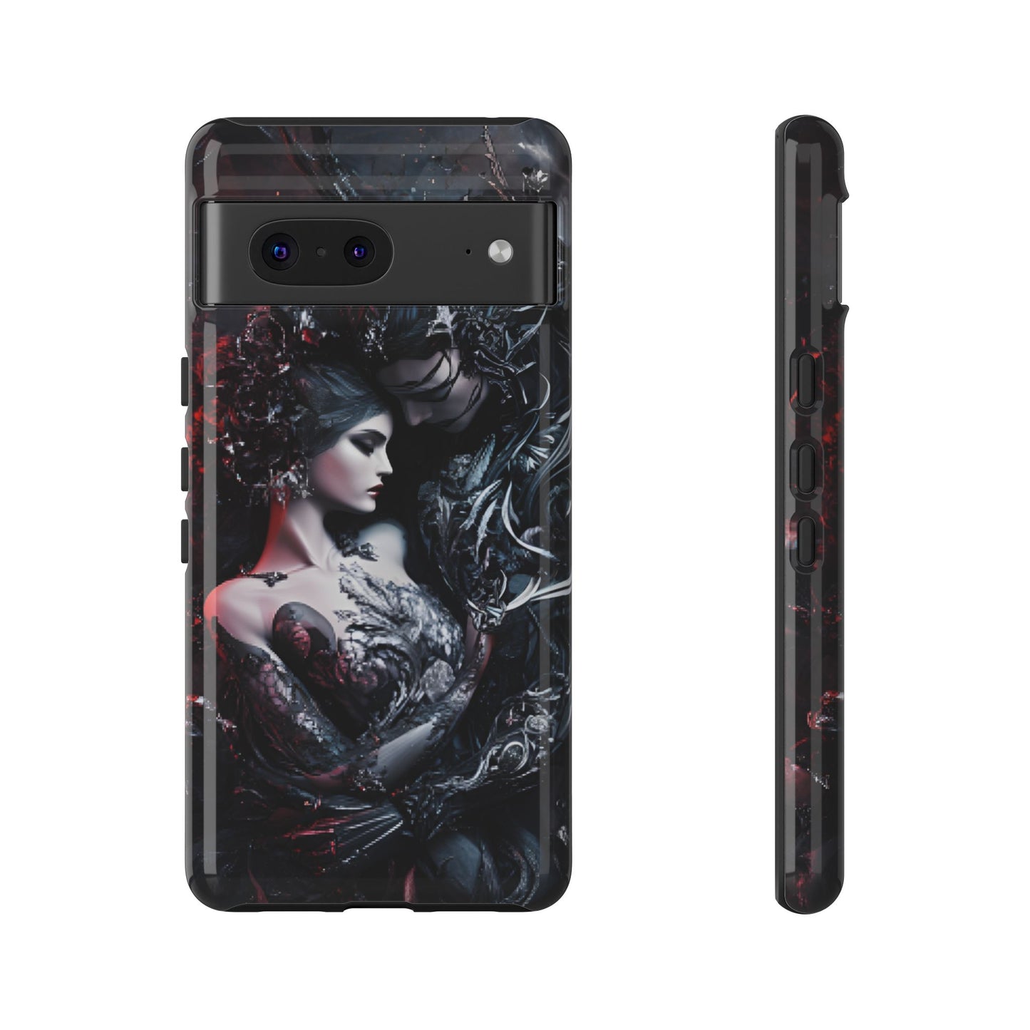 Gothic Couple Phone Case - Victorian Goth Valentine's Day Phone Cases for iPhone 16 15 14 13 12 11, Samsung Galaxy & Google Pixel