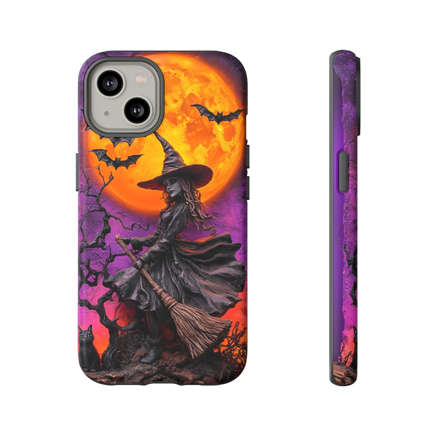 Witch and Bats Phone Case - Witchy Halloween Phone Cases - iPhone 16 15 14 13 12 11, Samsung Galaxy & Google Pixel Phone Covers