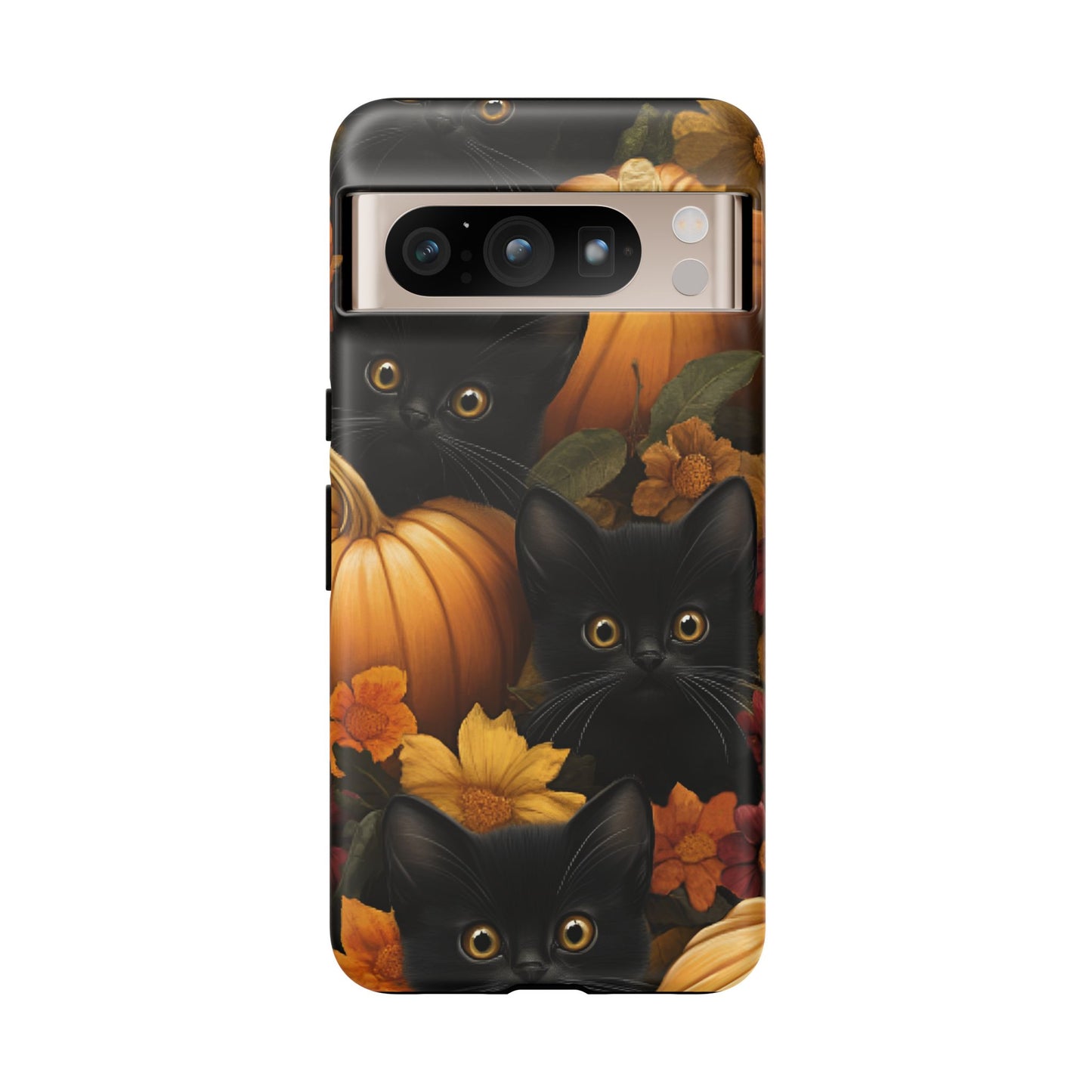 Black Cats and Pumpkins Phone Case - Cute Halloween Phone Cases - iPhone 16 15 14 13 12 11, Samsung Galaxy & Google Pixel Phone Covers