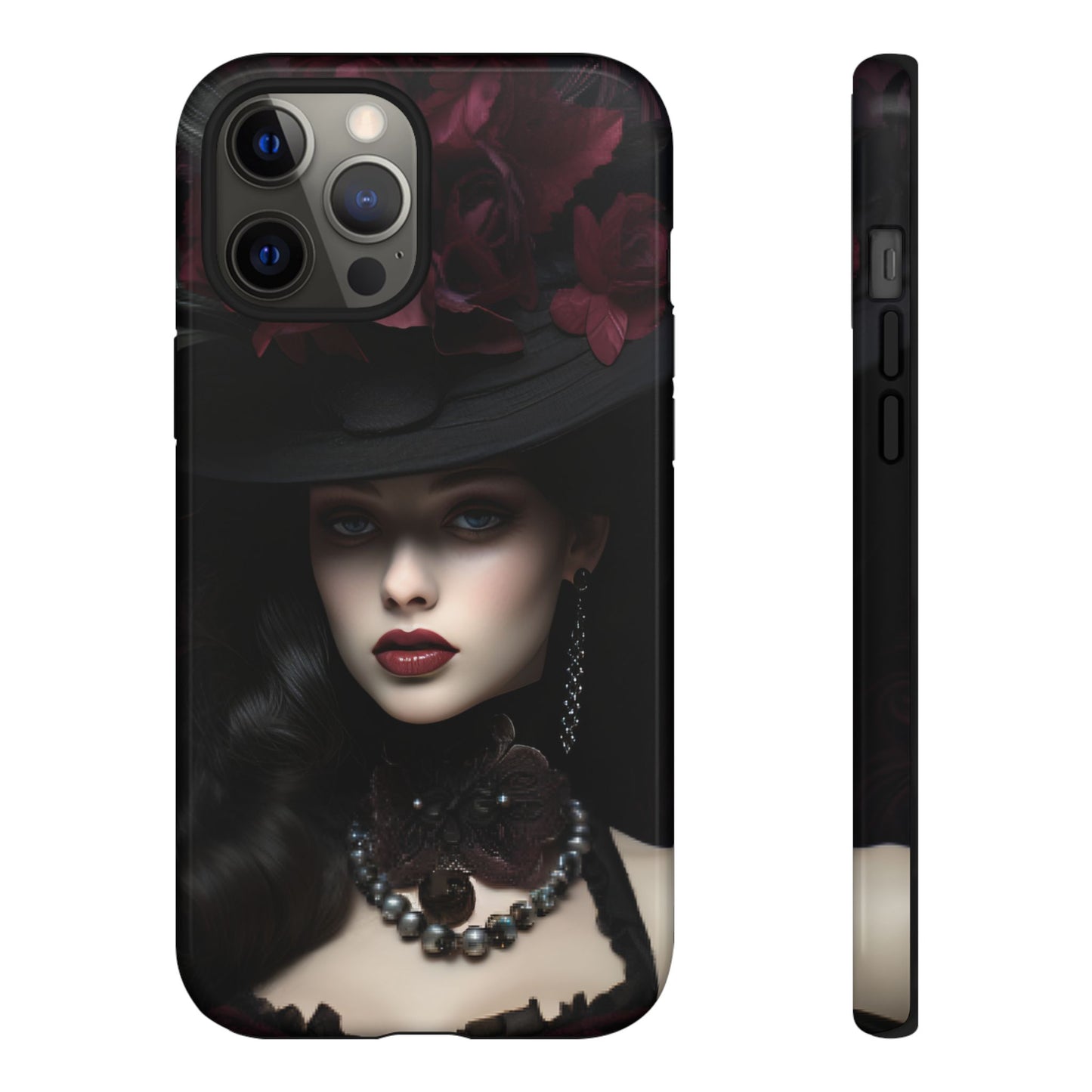 Victorian Goth Phone Case with Vintage Gothic Woman - iPhone 16 15 14 13 12 11, Samsung Galaxy & Google Pixel Phone Covers