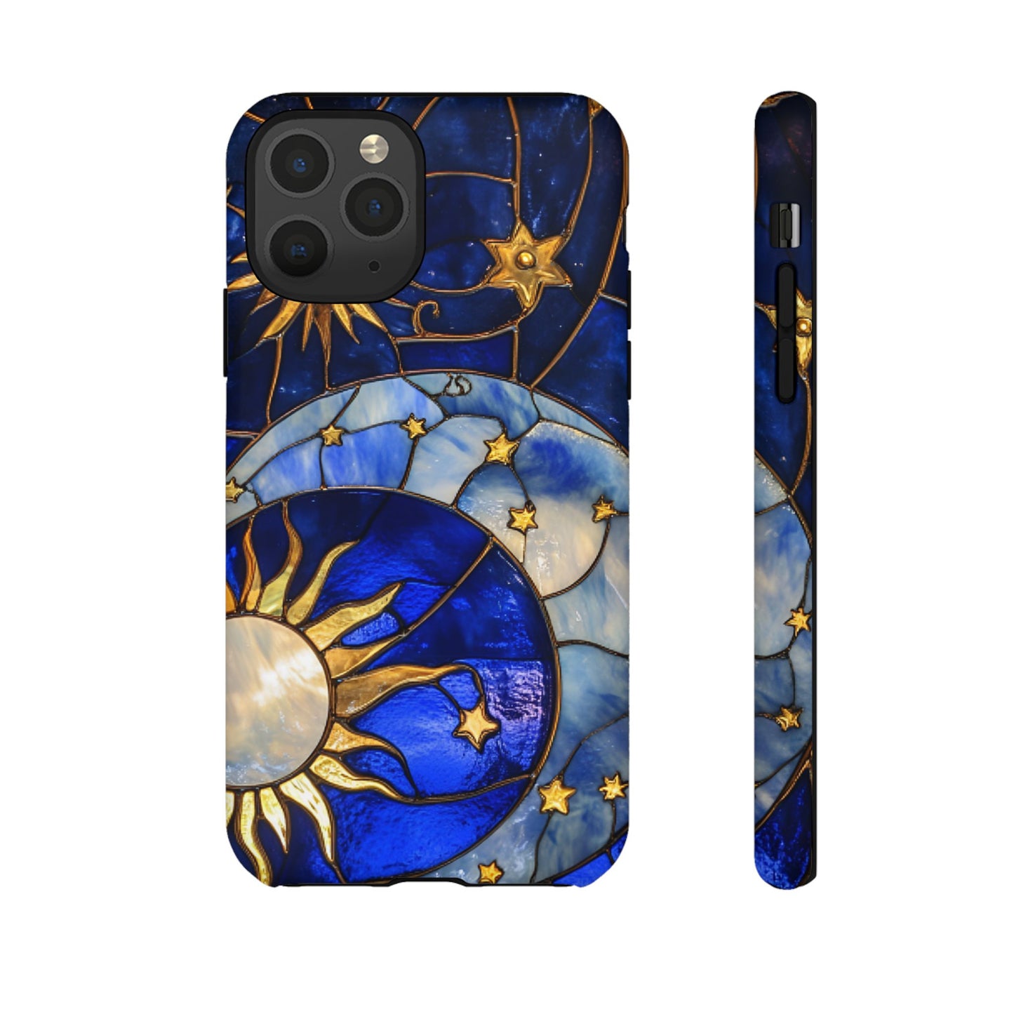 Moon and Sun Stained Glass Phone Case for iPhone 16 15 14 13 12 11, Samsung Galaxy & Google Pixel