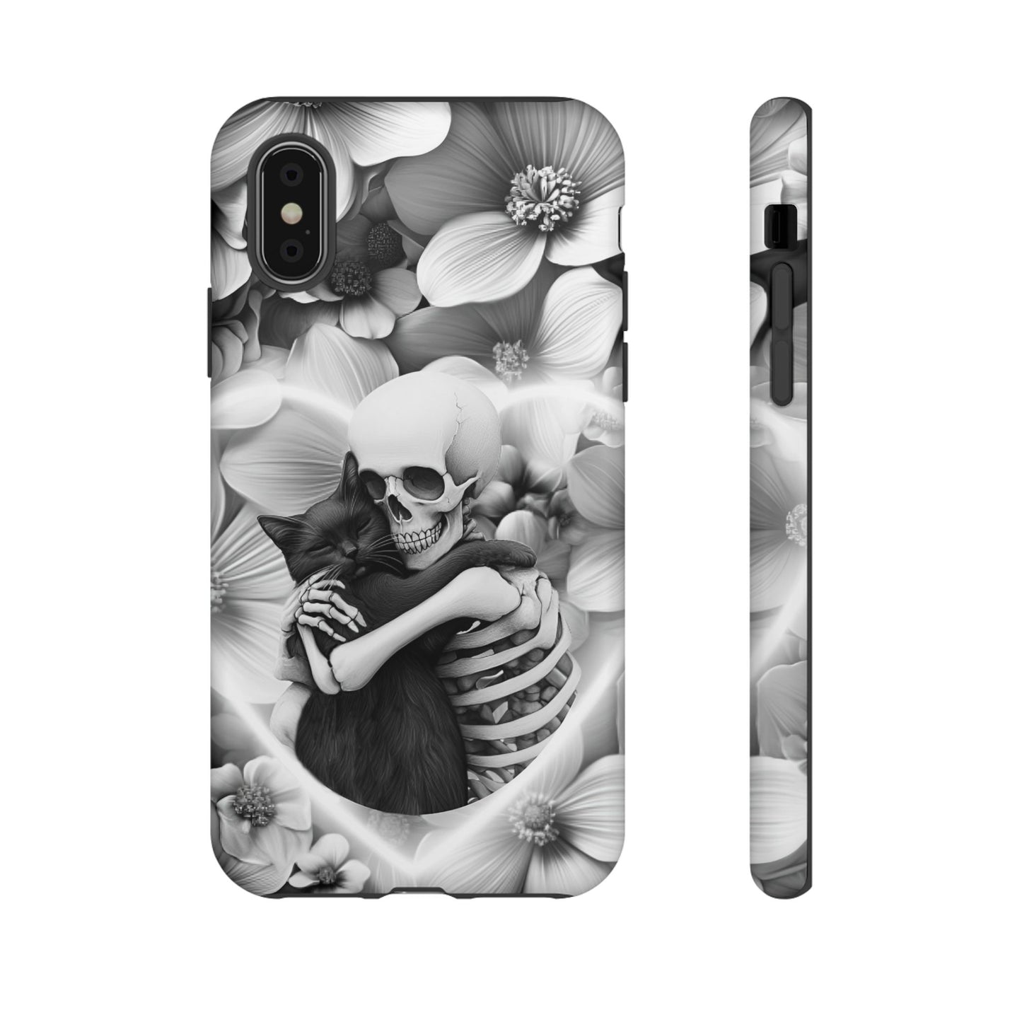 Skeleton & Black Cat Phone Case - Aesthetic Cat Lover Phone Cases- iPhone 16 15 14 13 12 11, Samsung Galaxy & Google Pixel Phone Covers - Boo and Bewear