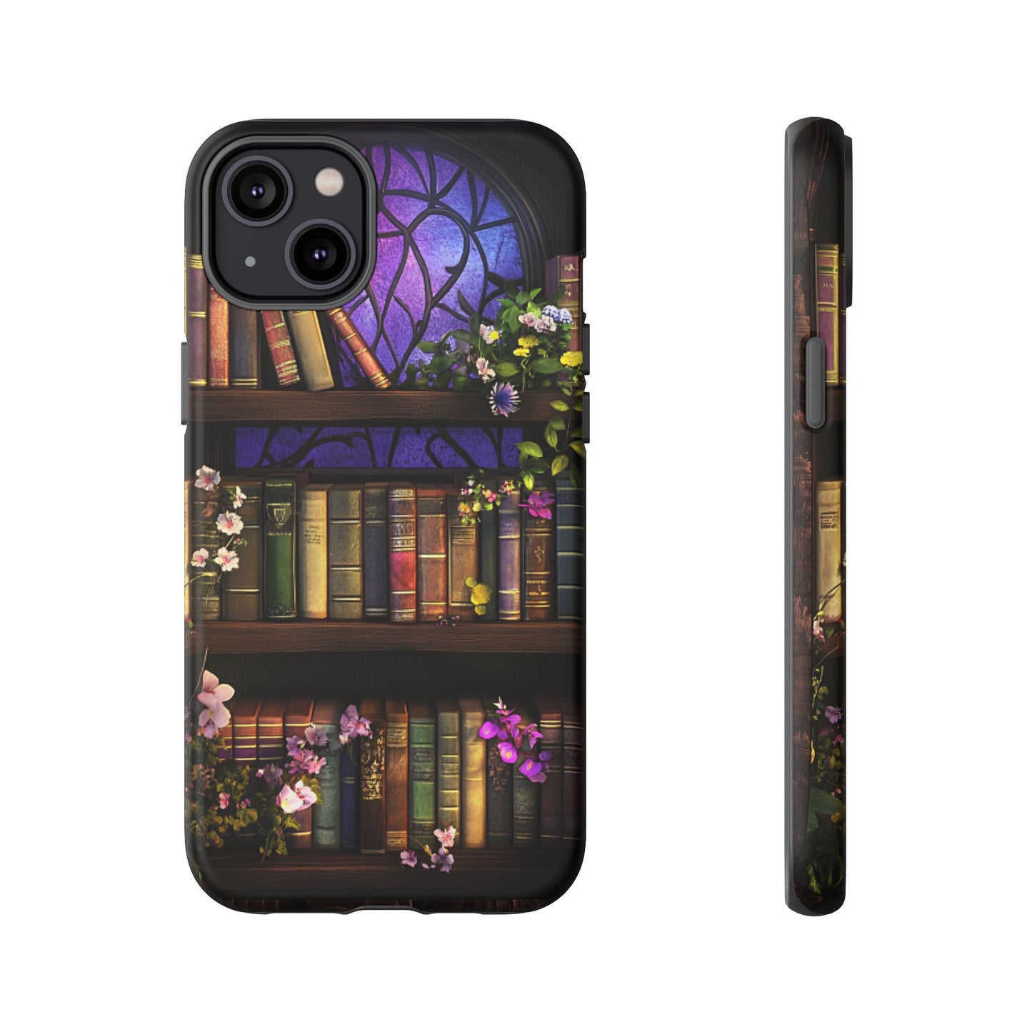 Bookshelf Phone Case - Dark Academia Stained Glass Phone Cases for iPhone 16 15 14 13 12 11, Samsung Galaxy & Google Pixel