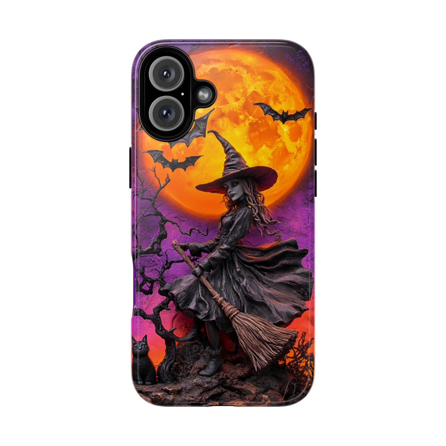 Witch and Bats Phone Case - Witchy Halloween Phone Cases - iPhone 16 15 14 13 12 11, Samsung Galaxy & Google Pixel Phone Covers - Boo and Bewear