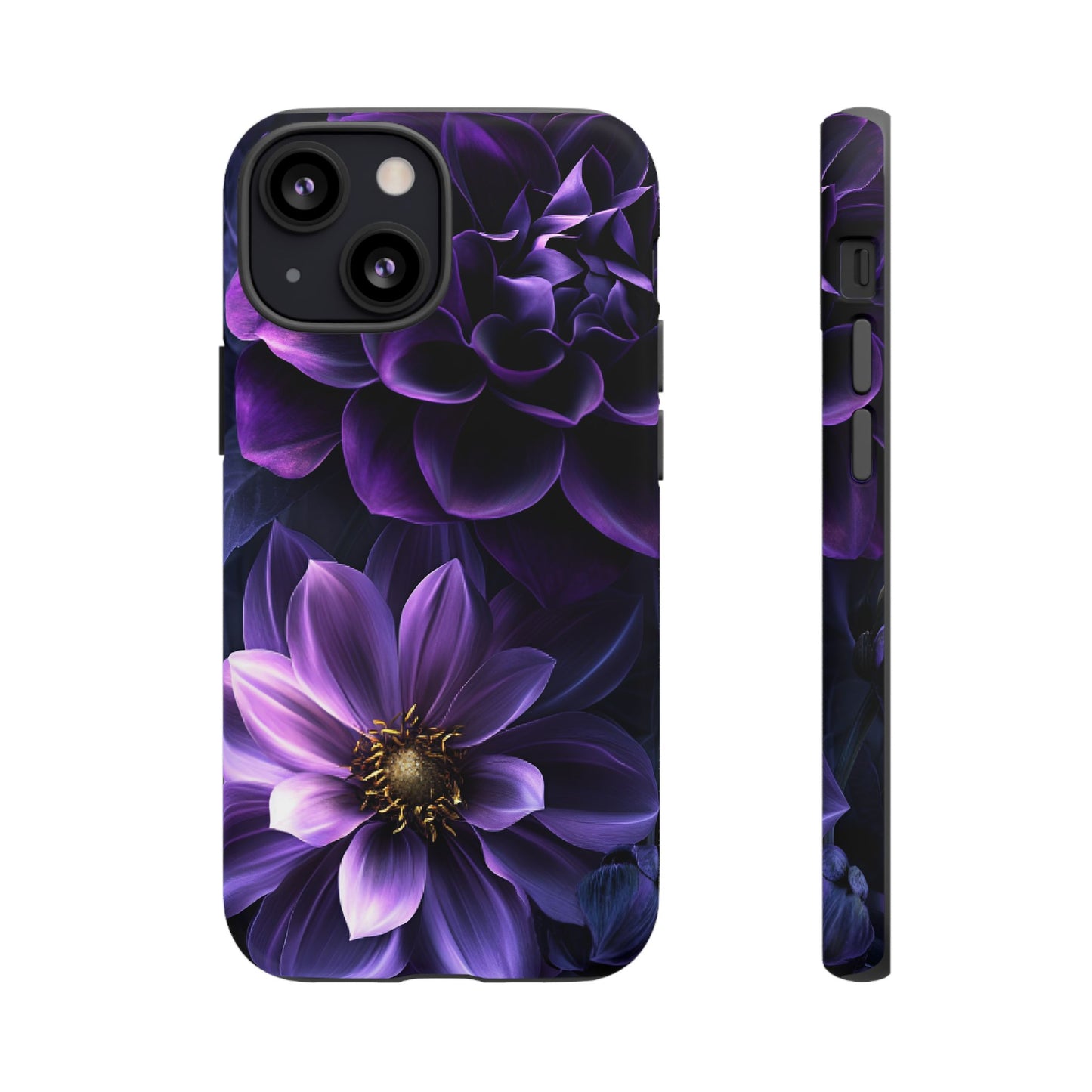 Black and Purple Flowers Phone Case - Dark Gothic Bloom Phone Cases - iPhone 16 15 14 13 12 11, Samsung Galaxy & Google Pixel Phone Covers