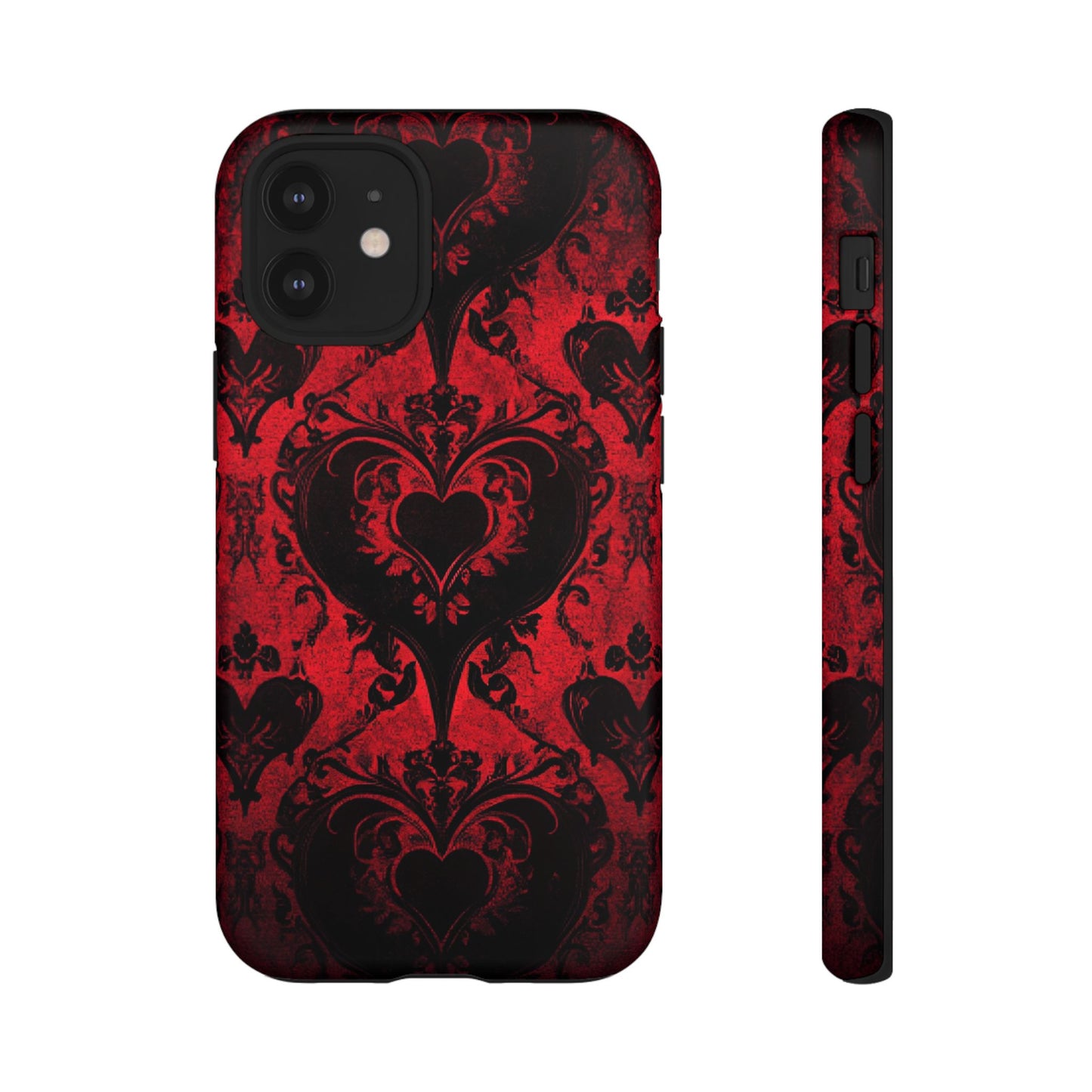 Gothic Dark Romance Phone Case - Black Hearts Phone Cover - iPhone 16 15 14 13 12 11, Samsung Galaxy & Google Pixel Phone Covers