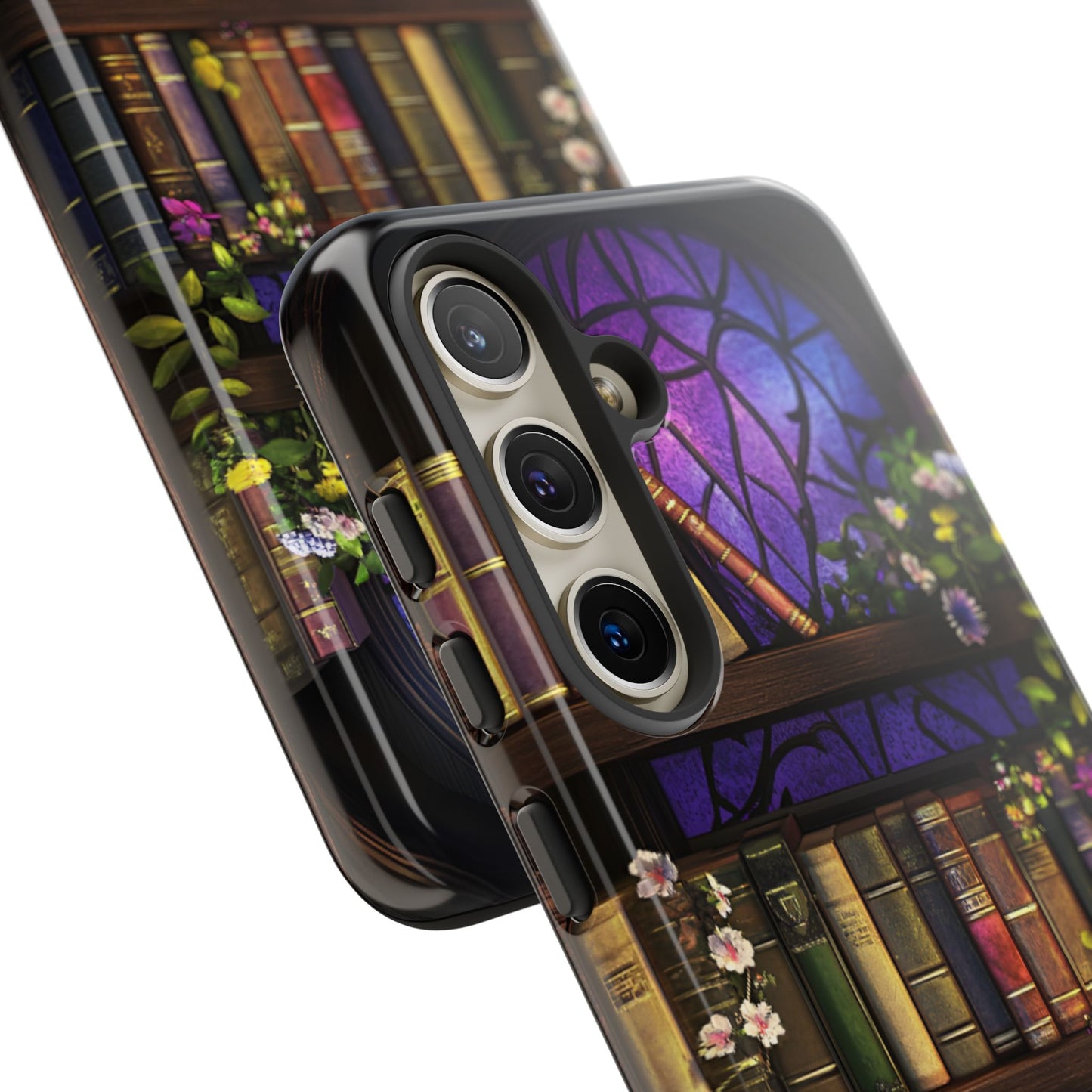 Bookshelf Phone Case - Dark Academia Stained Glass Phone Cases - iPhone 16 15 14 13 12 11, Samsung Galaxy & Google Pixel Phone Covers