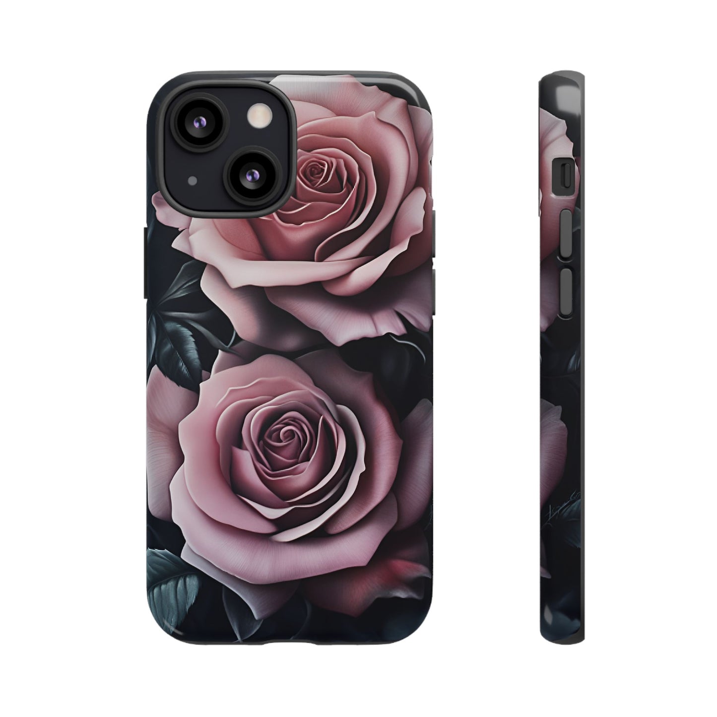 Pastel Goth Roses Phone Case - Gothic Black and Pink Flowers Phone Cases - iPhone 16 15 14 13 12 11, Samsung Galaxy & Google Pixel Phone Covers